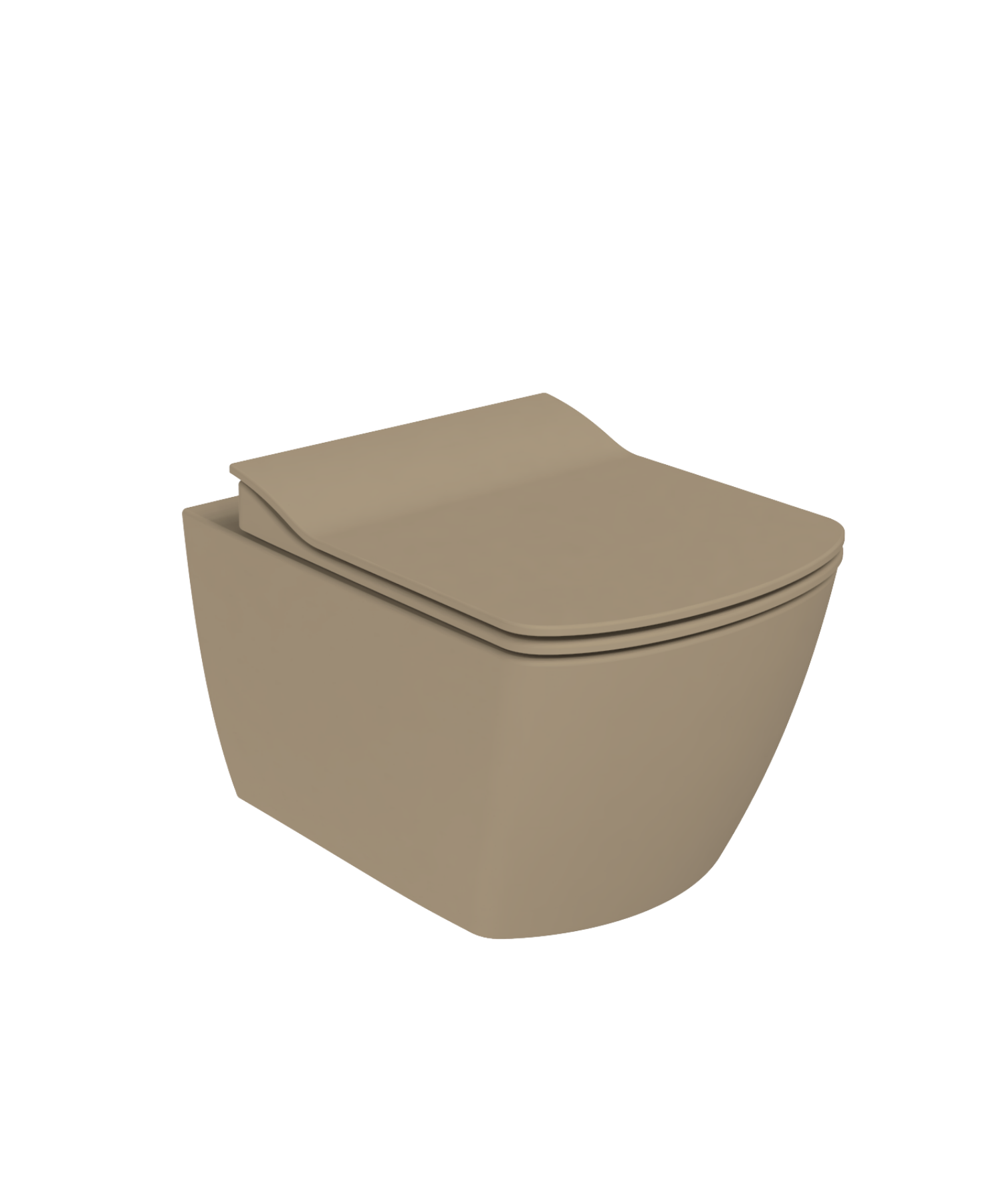 Elegant Rim-Off Duroplast Yavaş Kapanan Klozet Kapaklı Mat Cappucino Set