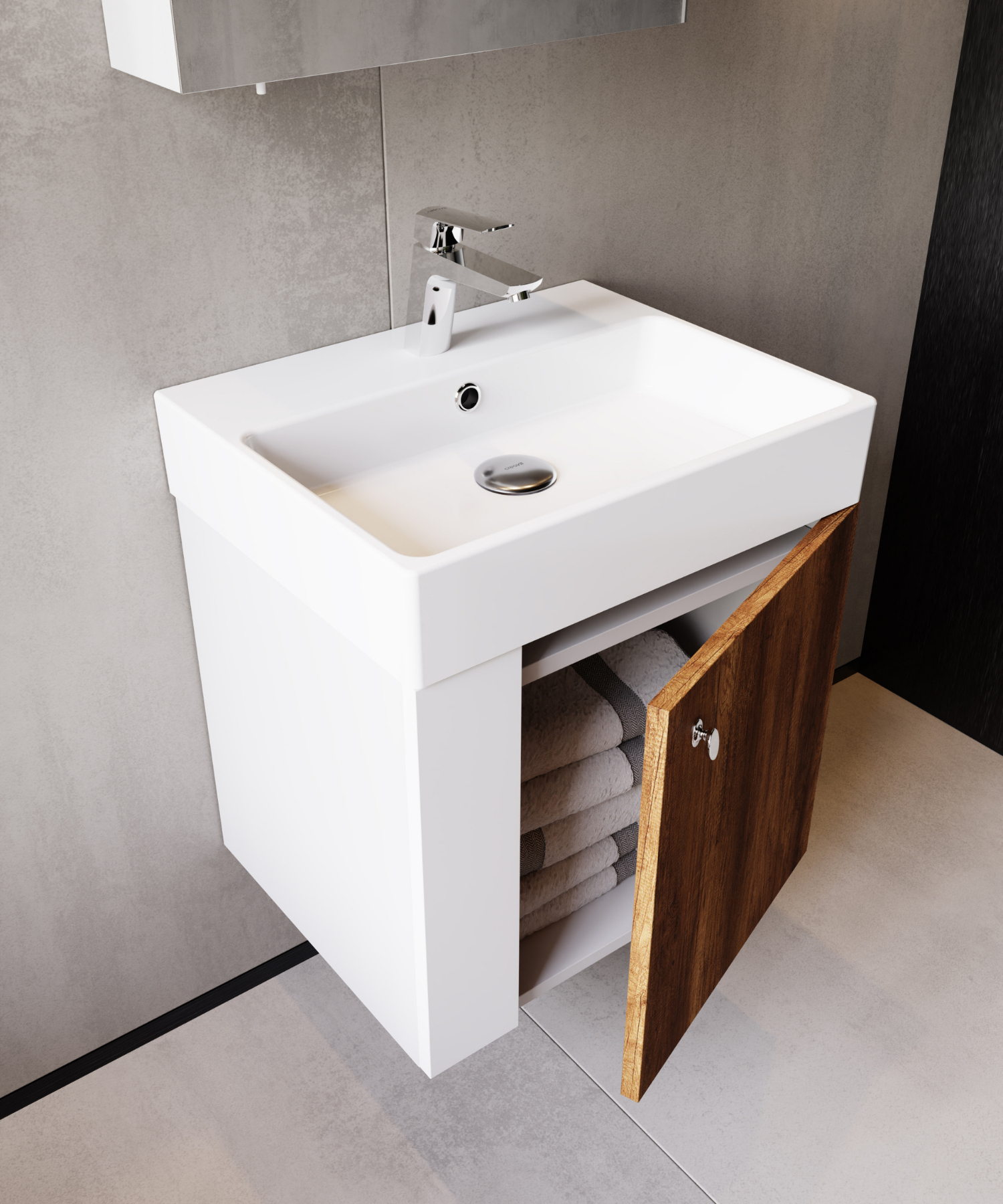 Font Lavabo Dolabı 50 cm Beyaz-Bakır