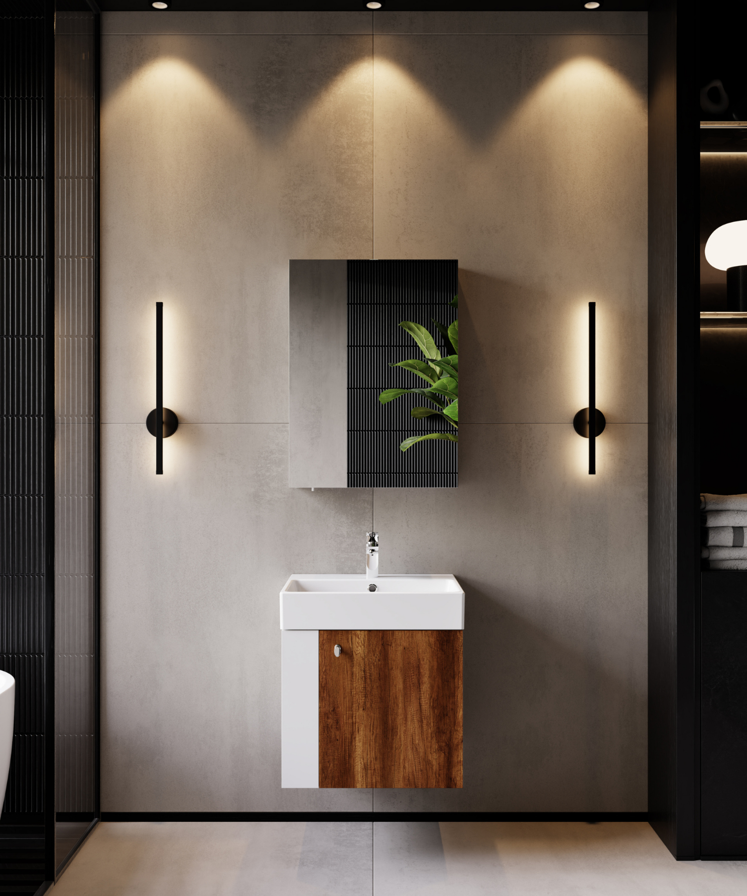 Font Lavabo Dolabı 50 cm Beyaz-Bakır