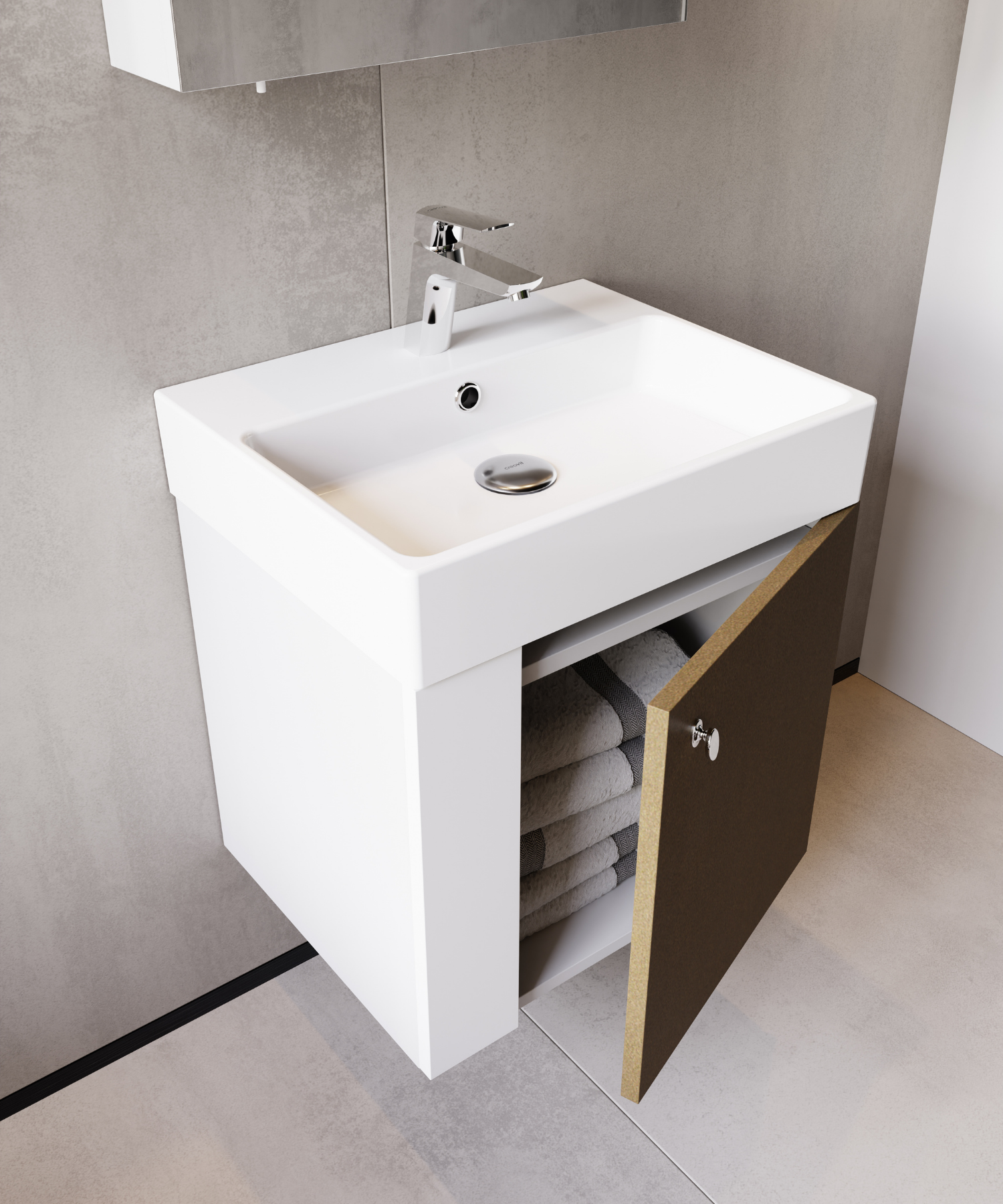 Font Lavabo Dolabı 50 cm Beyaz-Barok