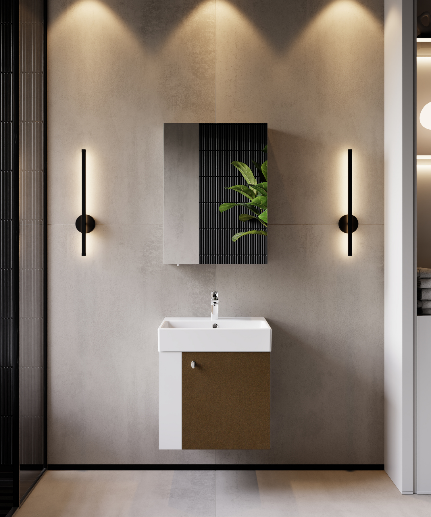 Font Lavabo Dolabı 50 cm Beyaz-Barok