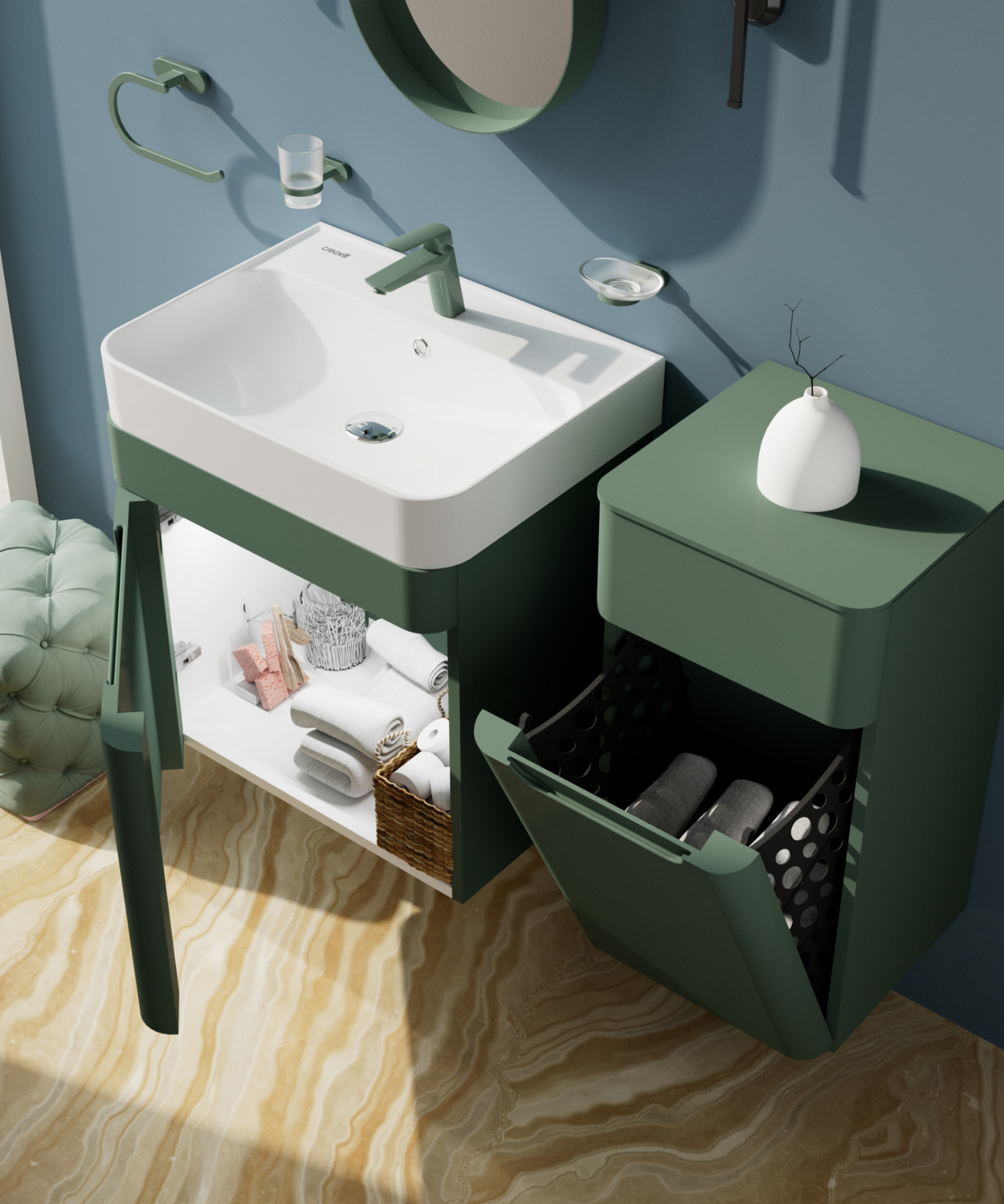 Colorit Covered Sink Cabinet 60 cm Nile Green