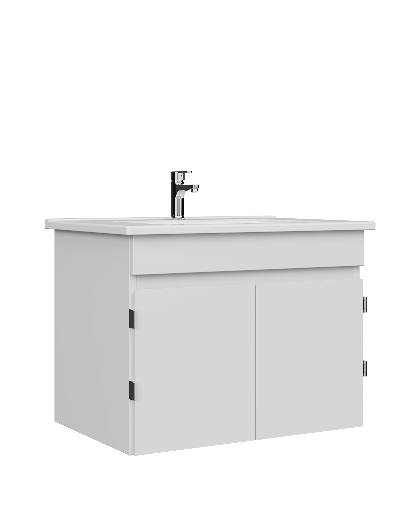 Flexio 65 Cm Kapaklı Katlanabilir Lavabo Dolabı 270 Derece Beyaz Set