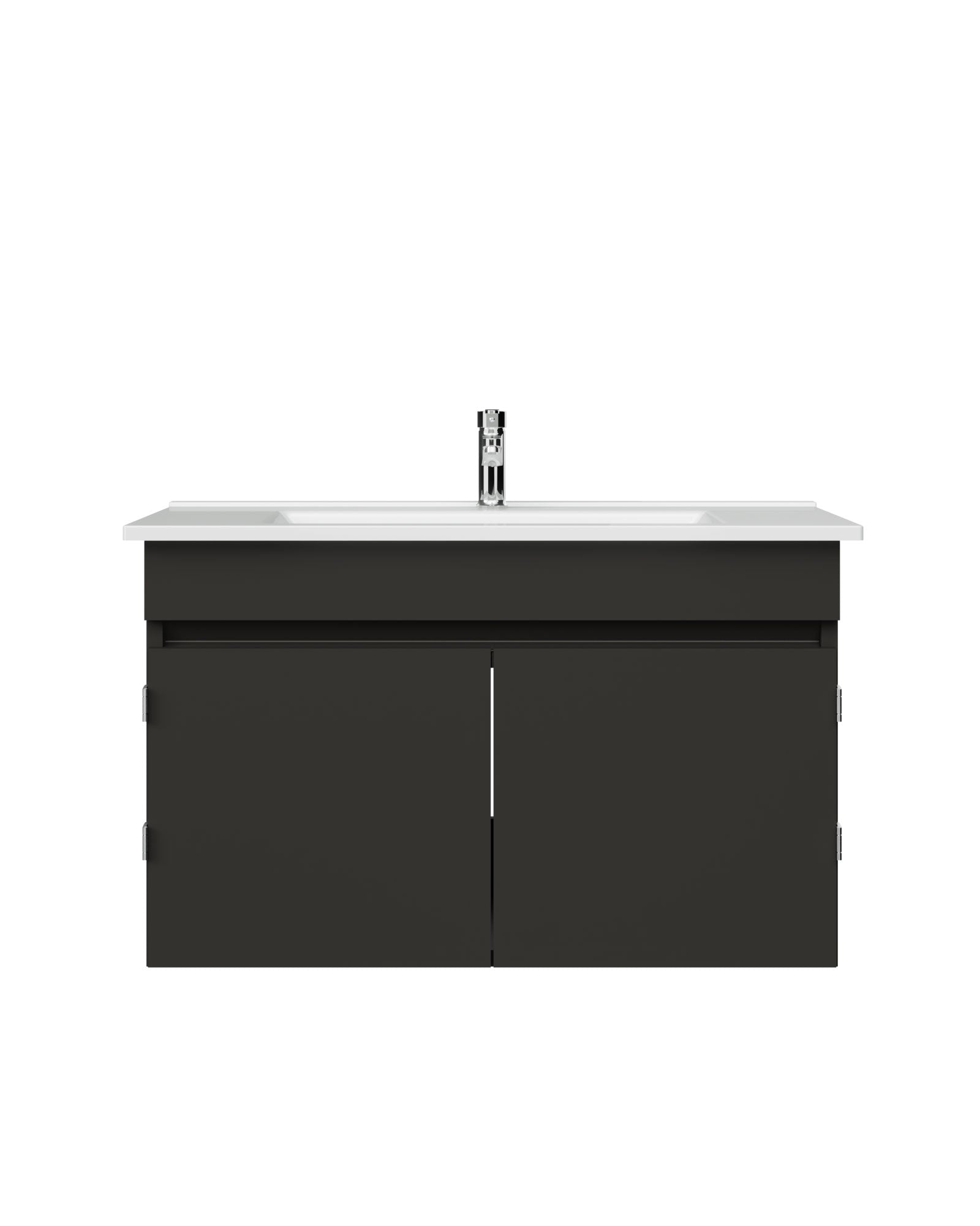 Flexio 80 Cm Kapaklı Katlanabilir Lavabo Dolabı 270 Derece Antrasit Set