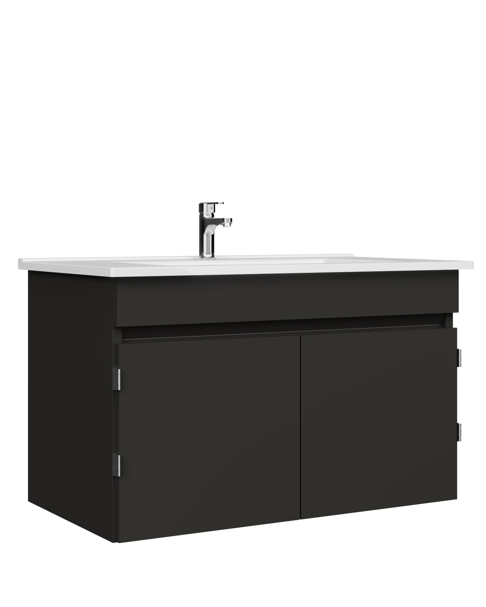 Flexio 80 Cm Kapaklı Katlanabilir Lavabo Dolabı 270 Derece Antrasit Set