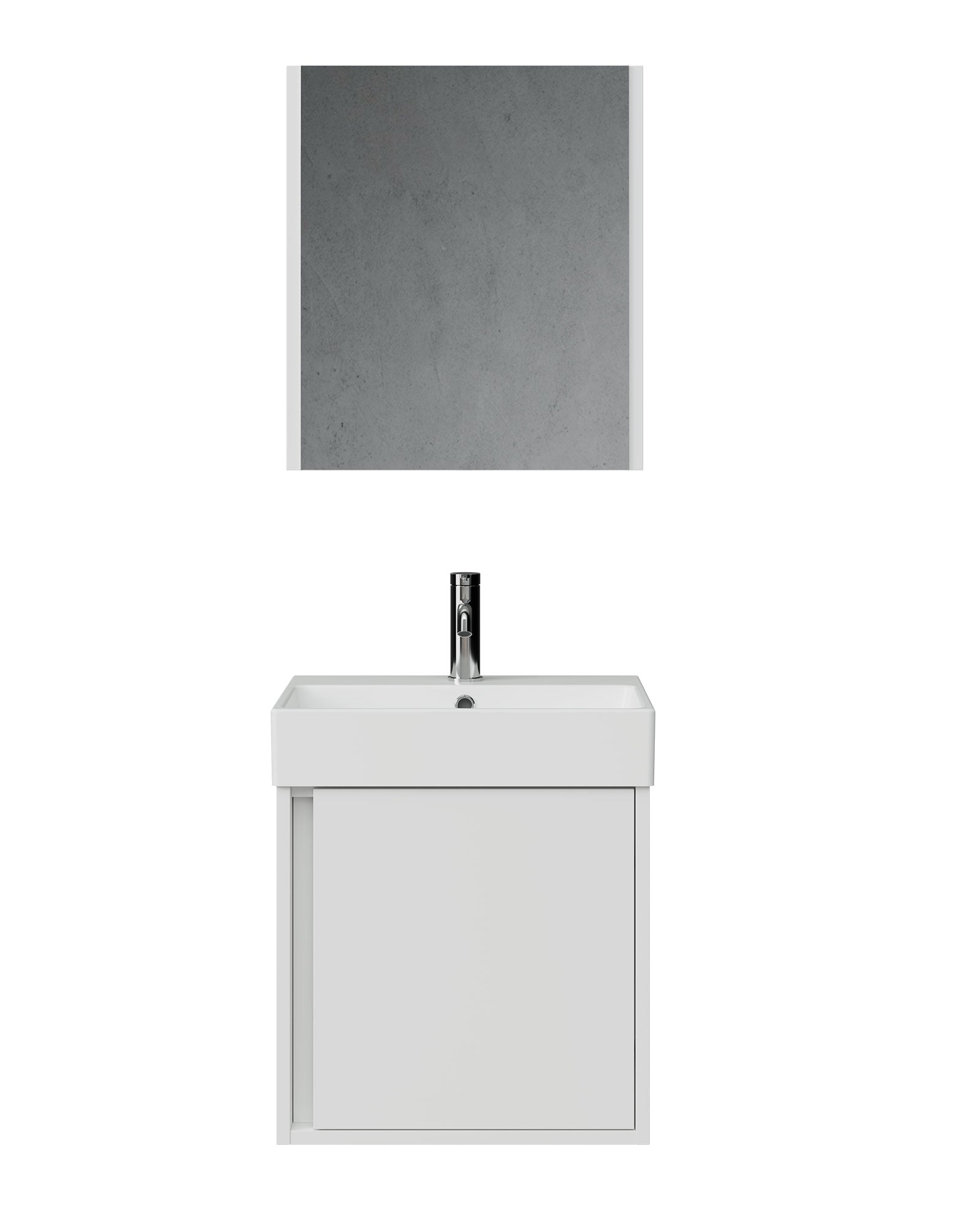 Vasa Kapaklı 50 Cm Beyaz Lavabo Dolabı Üçlü Set