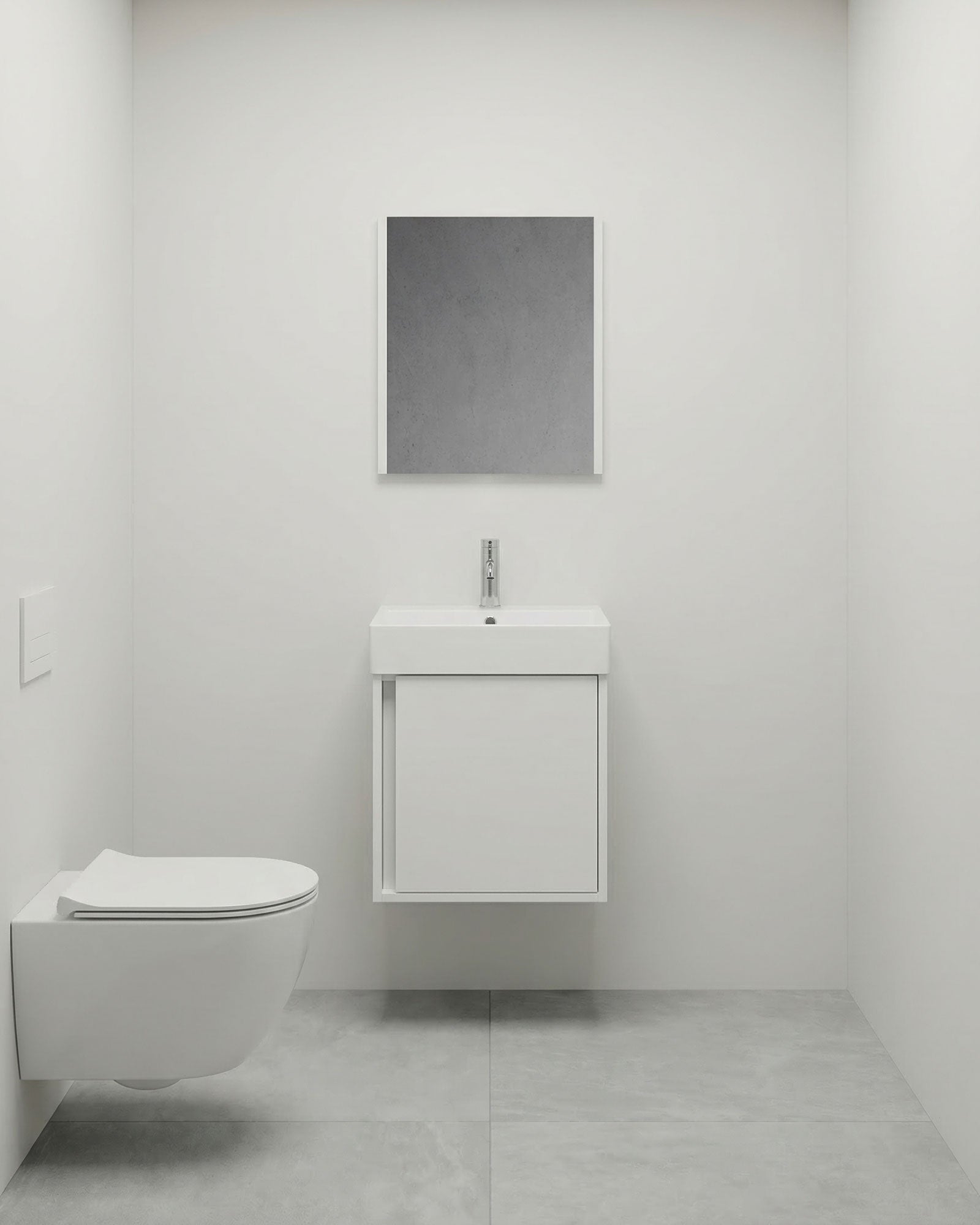 Vasa Kapaklı 50 Cm Beyaz Lavabo Dolabı Üçlü Set