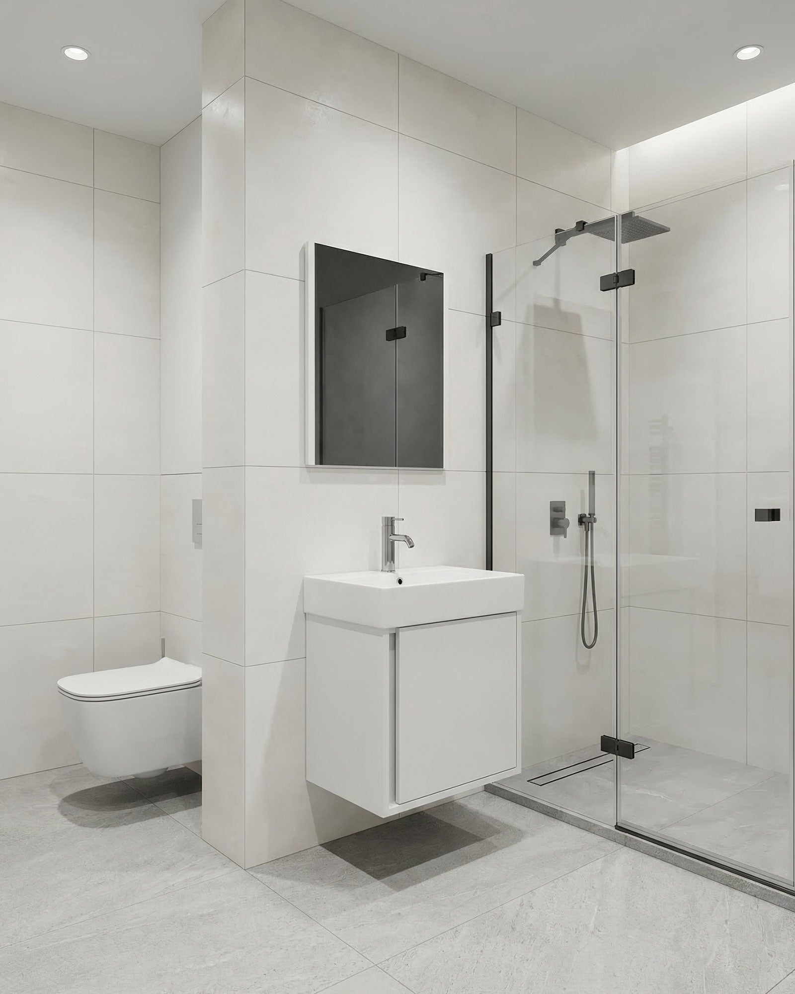 Vasa Kapaklı 50 Cm Beyaz Lavabo Dolabı Üçlü Set