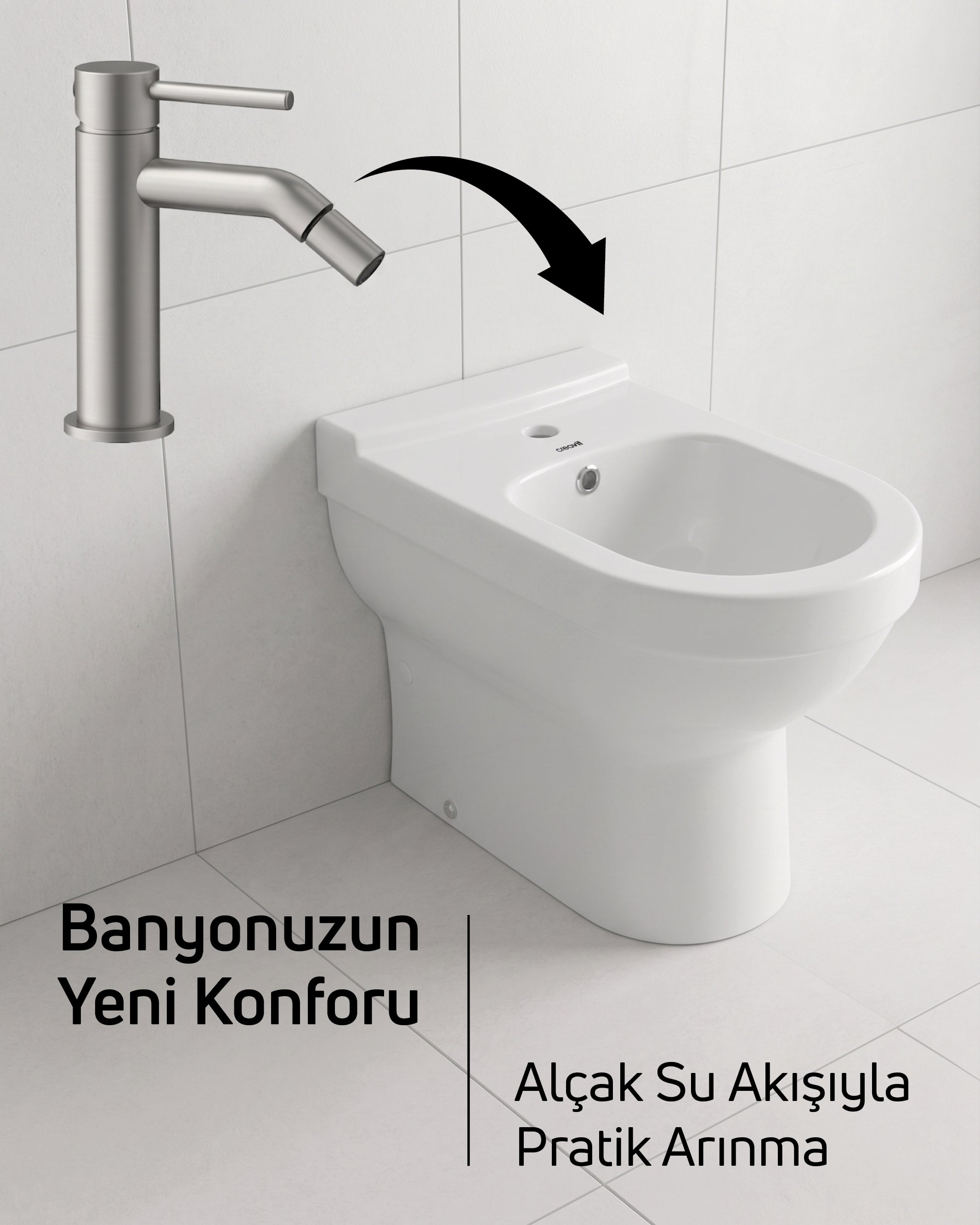 Vitroya Duvara Dayalı Bide ve Armatür Seti
