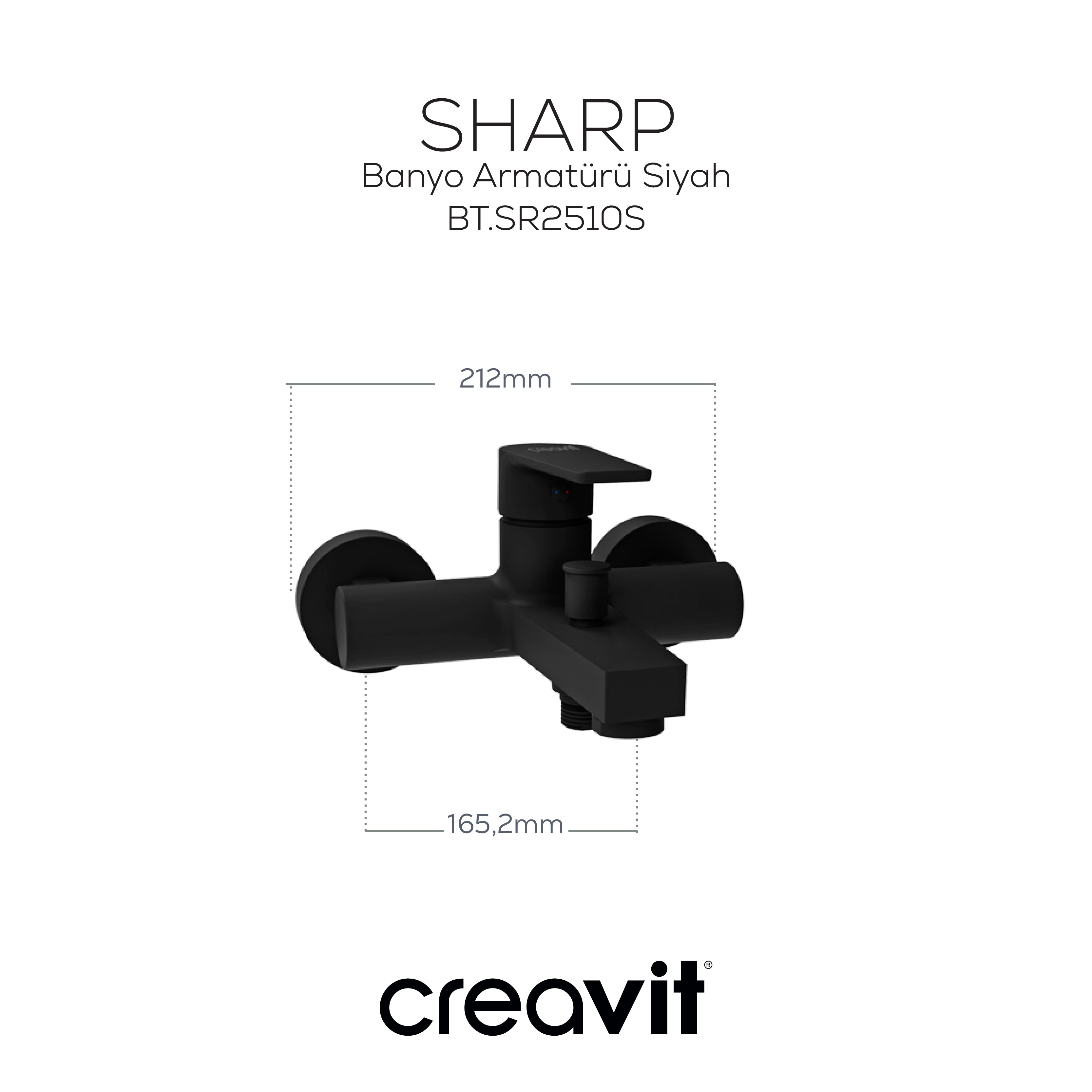 Sharp Banyo Armatürü Mat Siyah