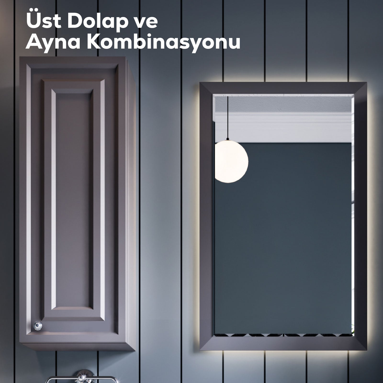 Kayra Ayna Yan Dolabı 30cm Mat Gri