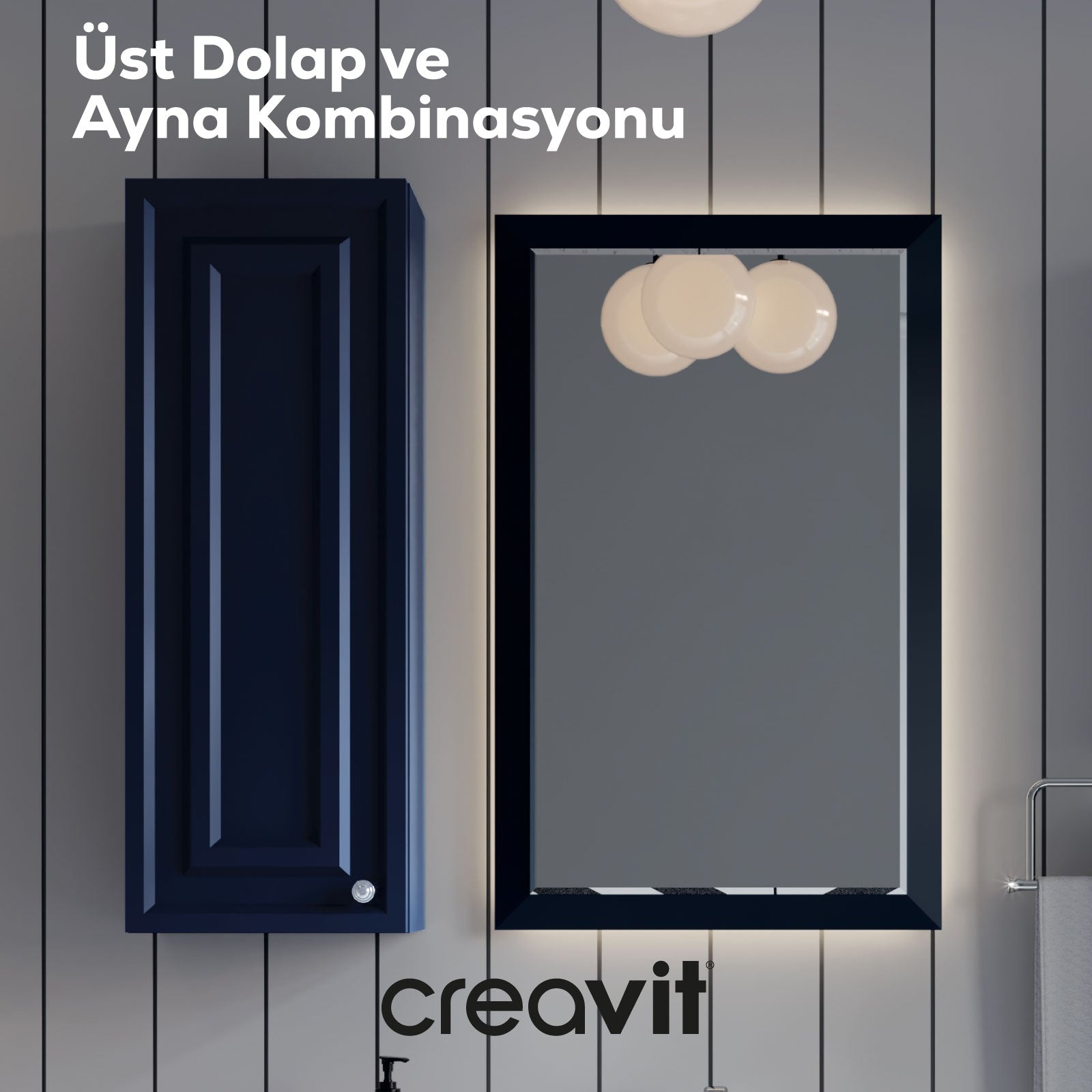 Kayra Ayna Yan Dolabı 30cm Mat Safire Blue