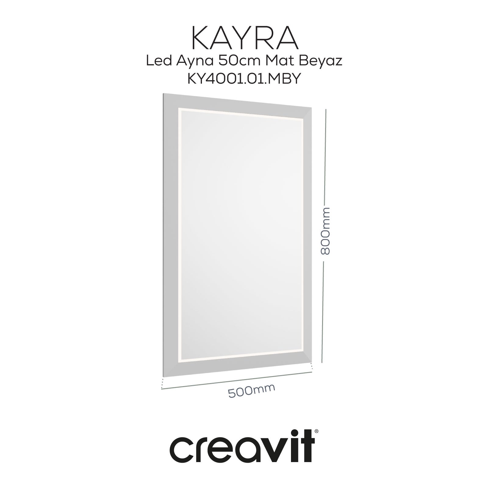 Kayra Led Ayna 50cm Mat Beyaz
