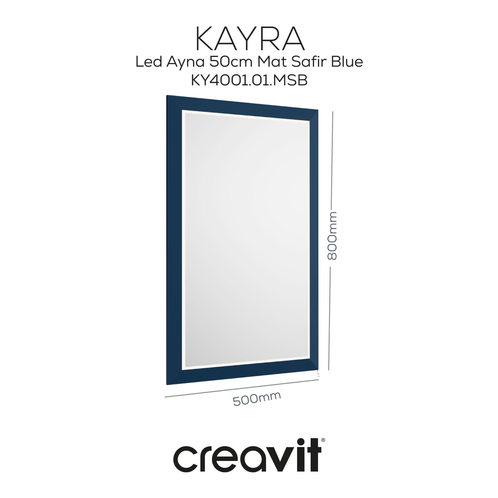 Kayra LED-Spiegel 50 cm Matt Safire Blau