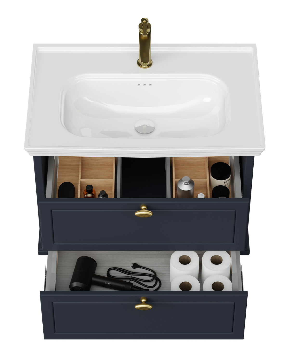 Antik İki Çekmeceli 80 Cm Antrasit Lavabo Dolabı İkili Set