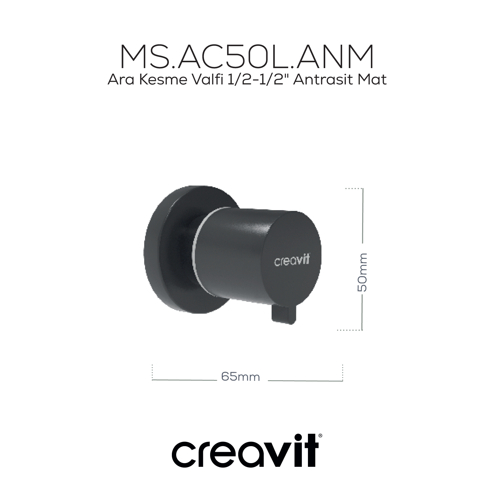 Ara Kesme Valfi 1/2-1/2" Antrasit Mat