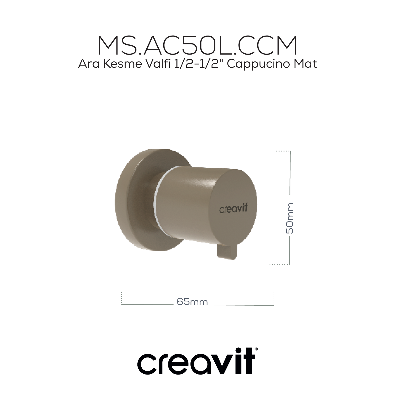 Ara Kesme Valfi 1/2-1/2" Cappucino Mat