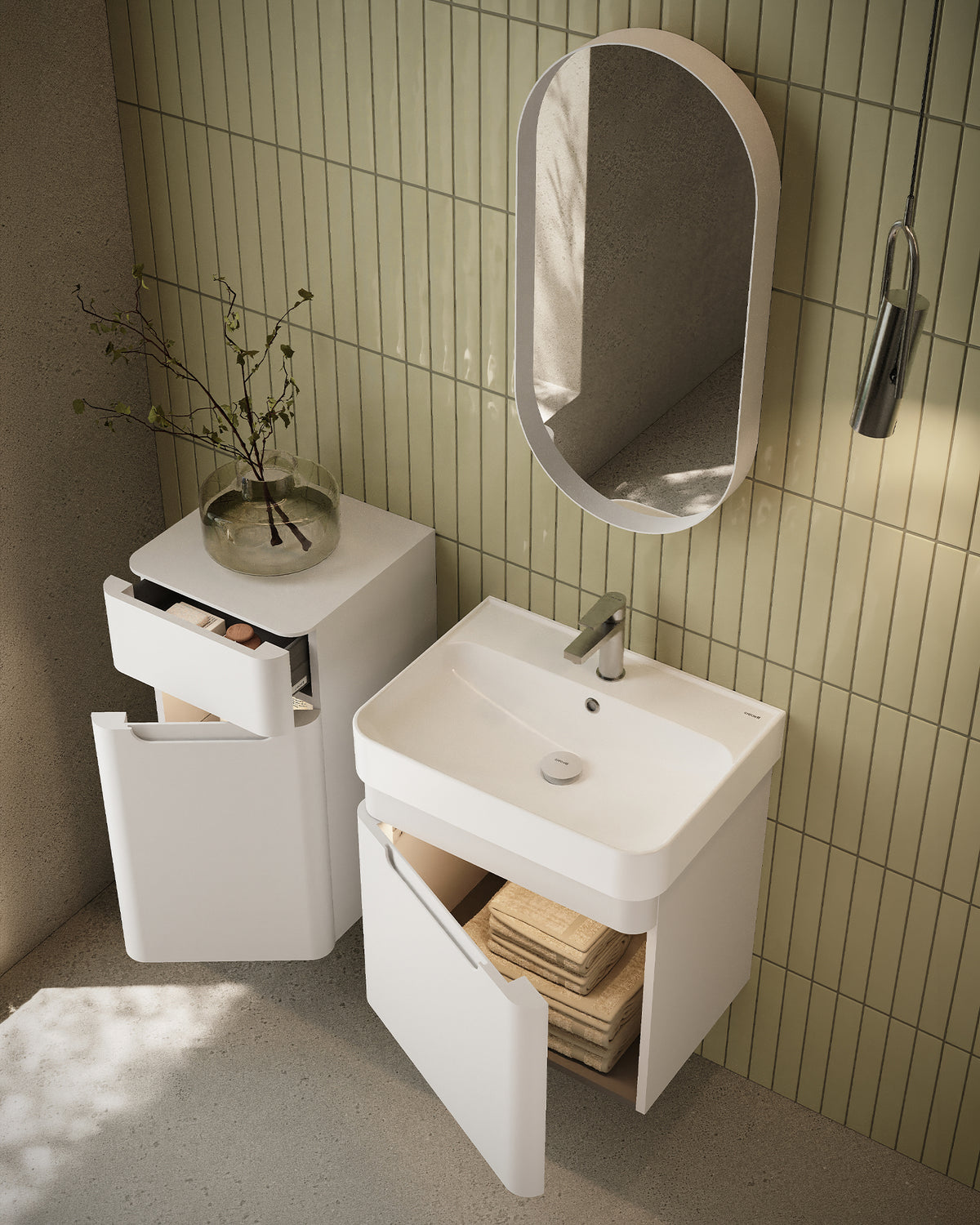 Colorit Lavabo Dolabı Kapaklı 60 Cm Mat Beyaz