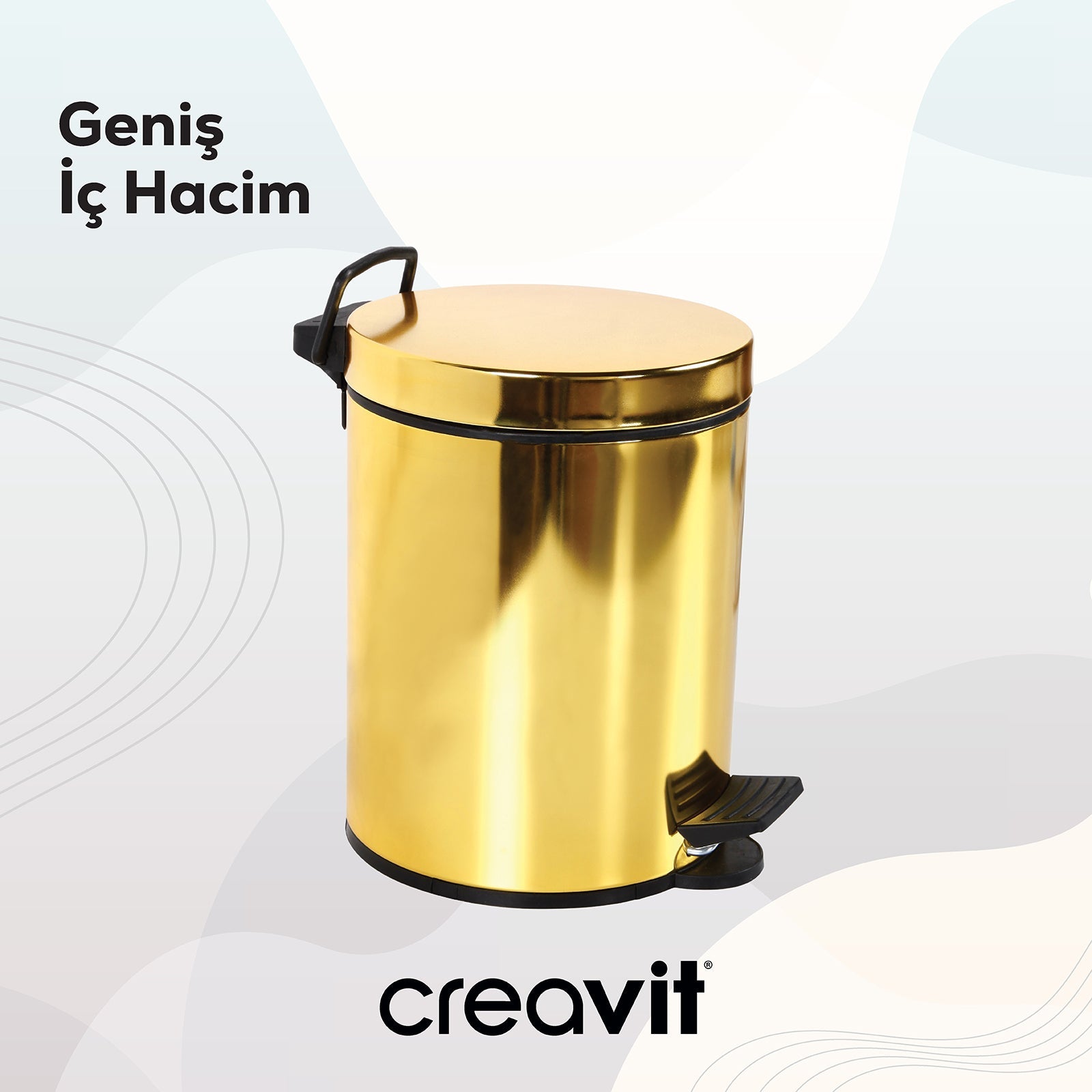 Trash Can 12 Lt (With Pedal) Gold