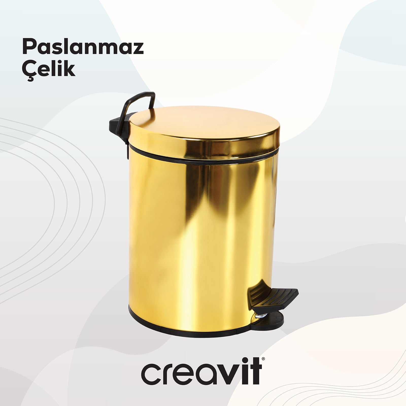 Trash Can 12 Lt (With Pedal) Gold
