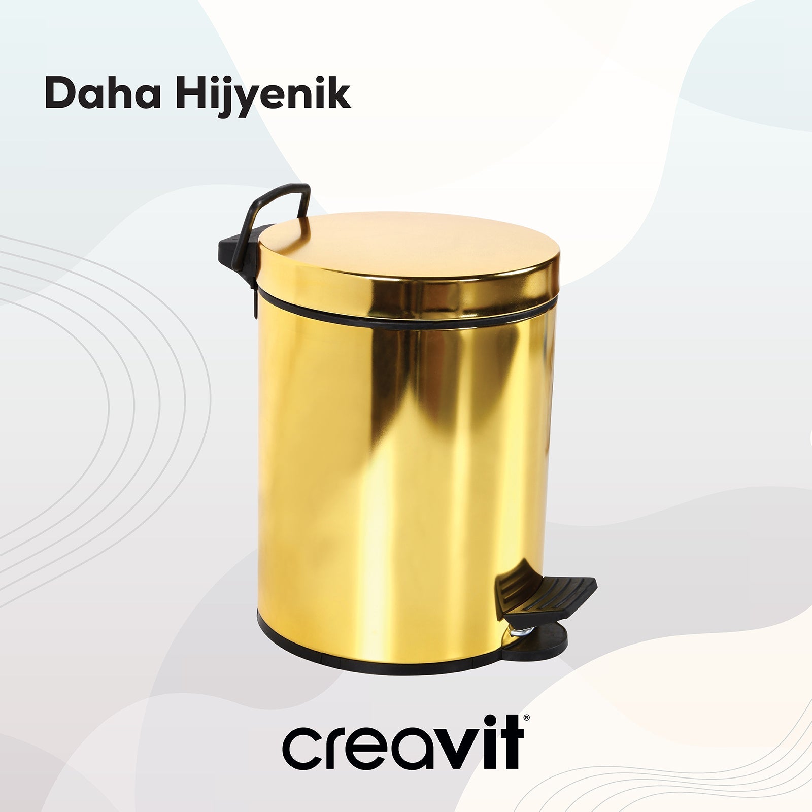 Trash Can 12 Lt (With Pedal) Gold