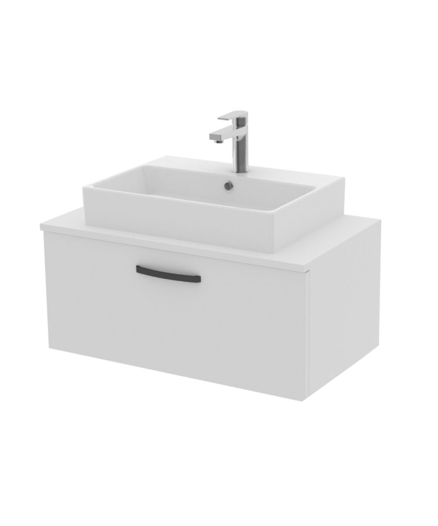 D10 Next Washbasin Cabinet with Drawers 80 cm White Melamine Body