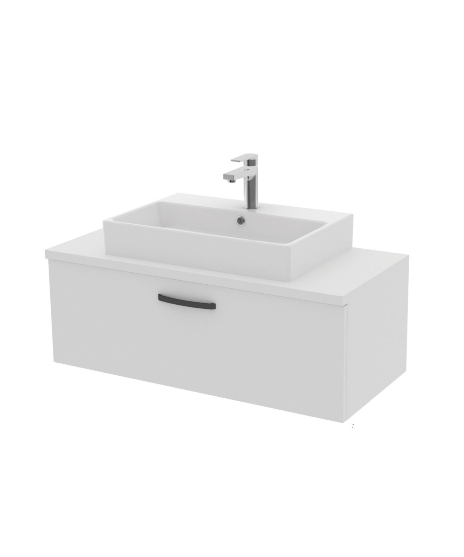 D10 Next Lavabo Dolabı Çekmeceli 100 cm Beyaz Melamin Gövde