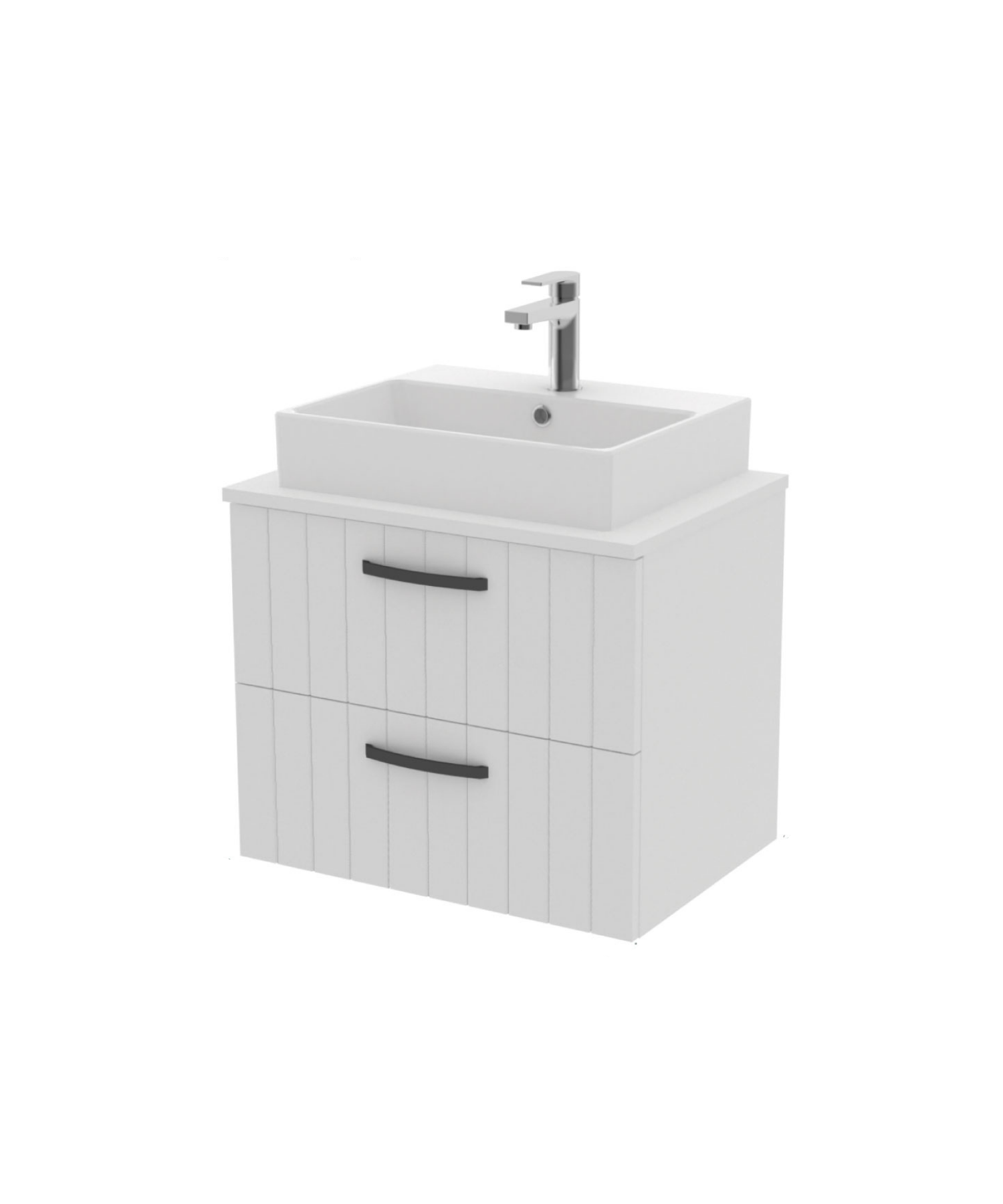 D10 Next Lavabo Dolabı İki Çekmeceli 65 cm Beyaz Lake Kapak