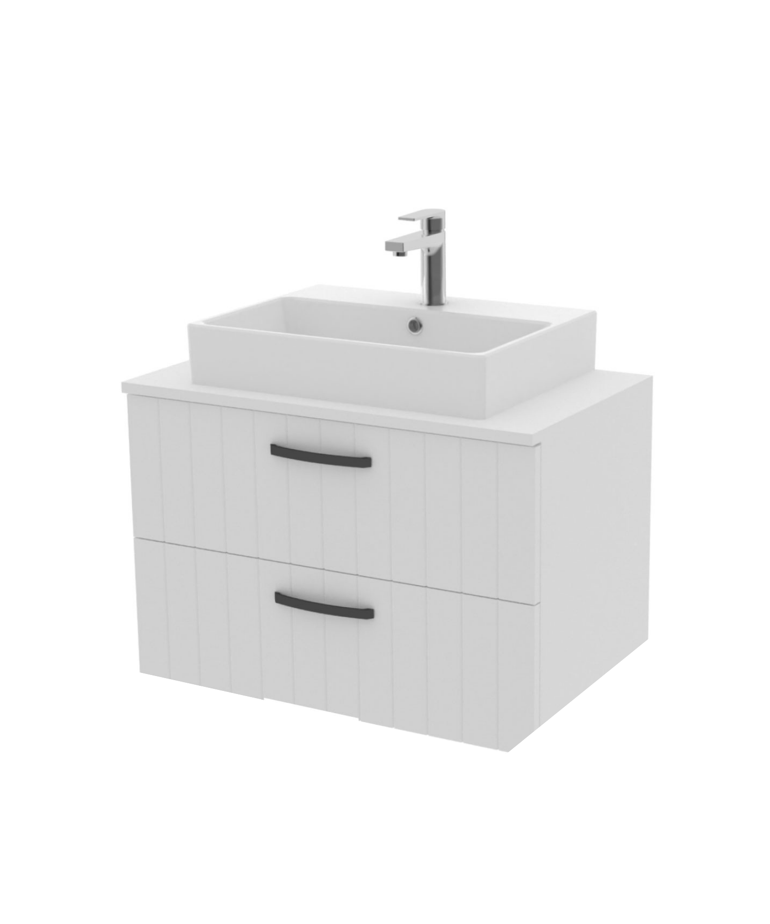 D10 Next Lavabo Dolabı İki Çekmeceli 80 cm Beyaz Lake Kapak