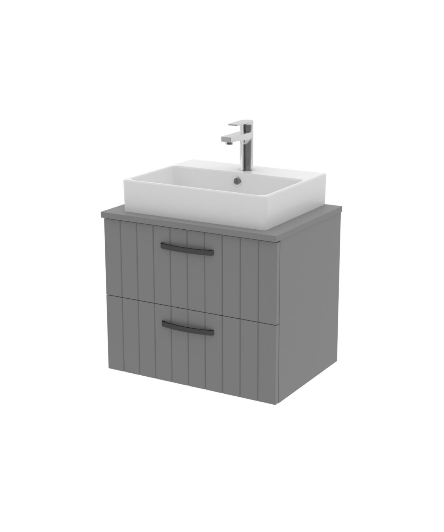 D10 Next Lavabo Dolabı İki Çekmeceli 65 cm Gri Lake Kapak