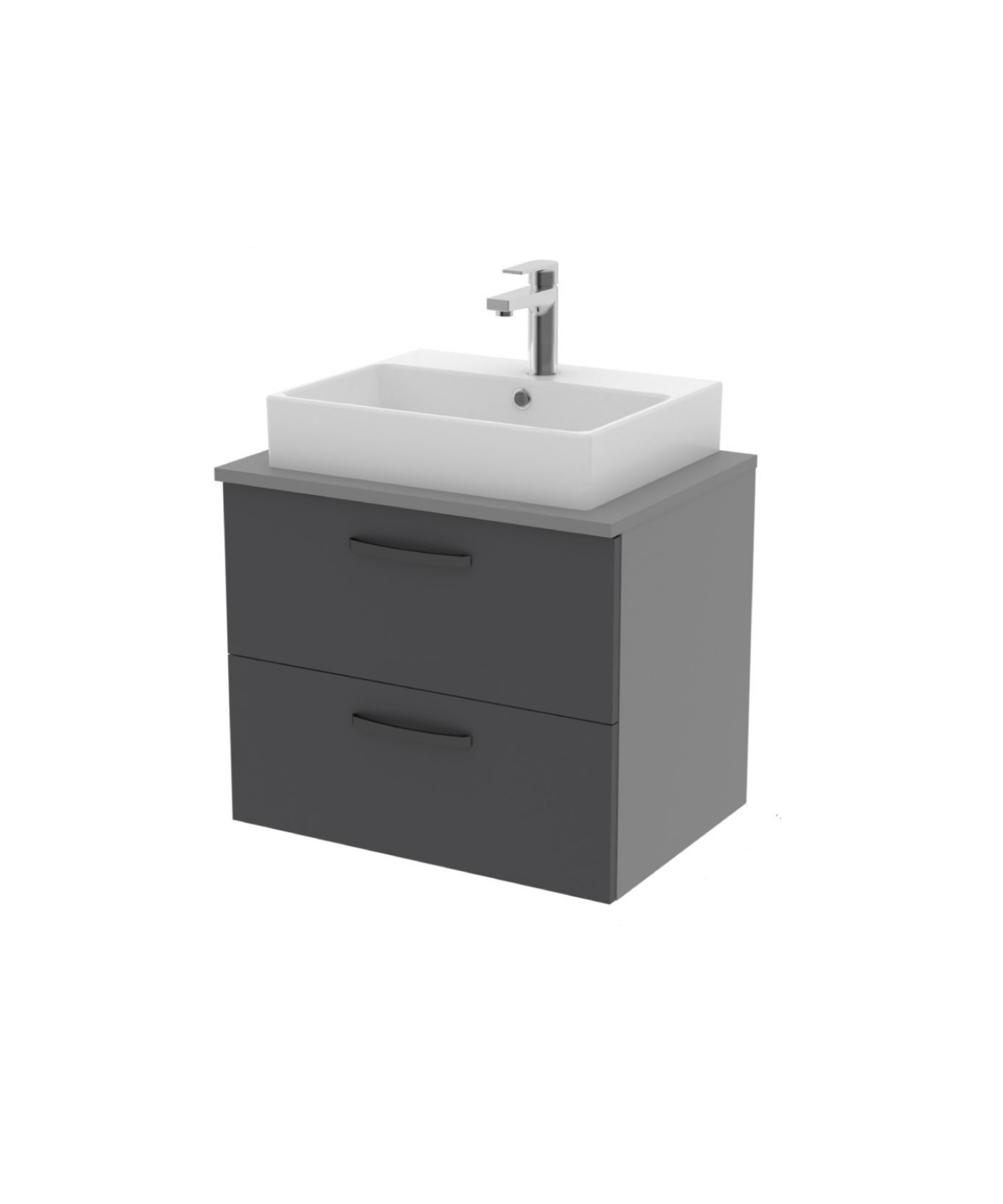 D10 Next Lavabo Dolabı İki Çekmeceli 65 cm Gri Gövde Antrasit Kapak
