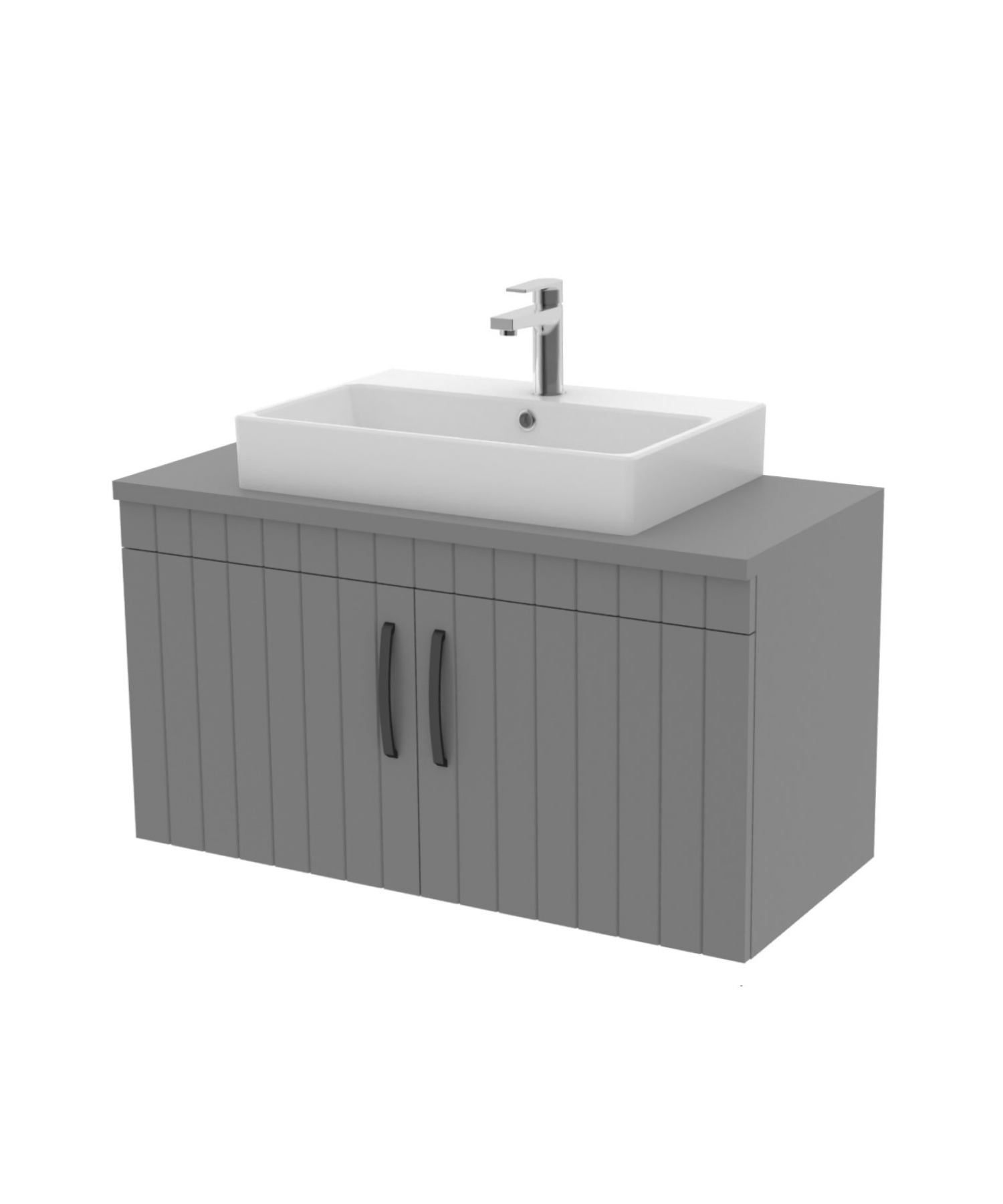 D10 Next Lavabo Dolabı Kapaklı 100 cm Gri Melamin Gövde Lake Kapak