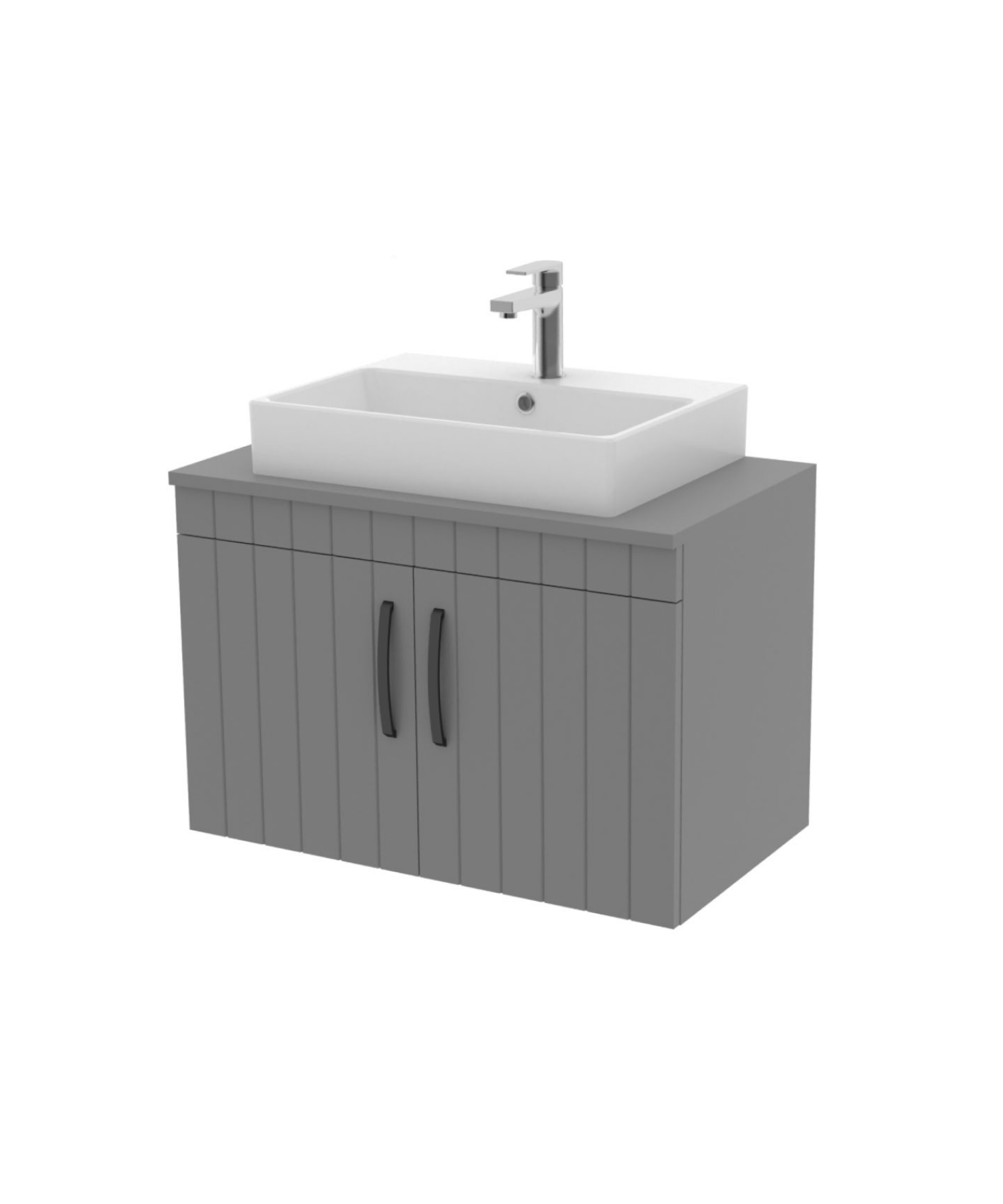 D10 Next Lavabo Dolabı Kapaklı 80 cm Gri Gövde Lake Kapak
