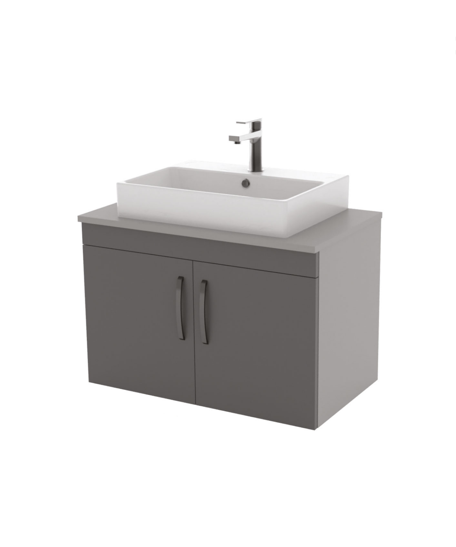 D10 Next Lavabo Dolabı Kapaklı 80 cm Gri Gövde Antrasit Kapak