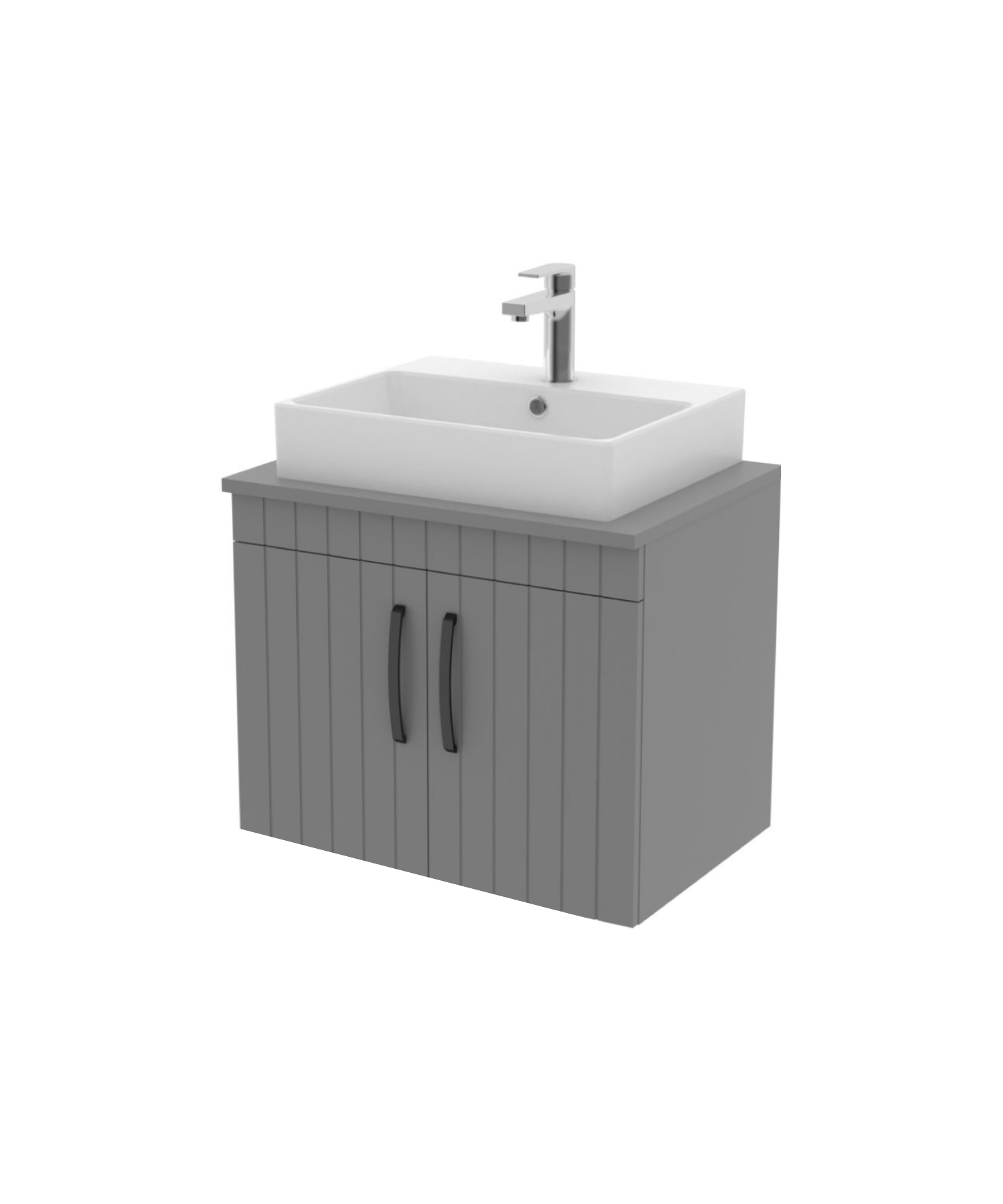 D10 Next Lavabo Dolabı Kapaklı 65 cm Gri Gövde Lake Kapak