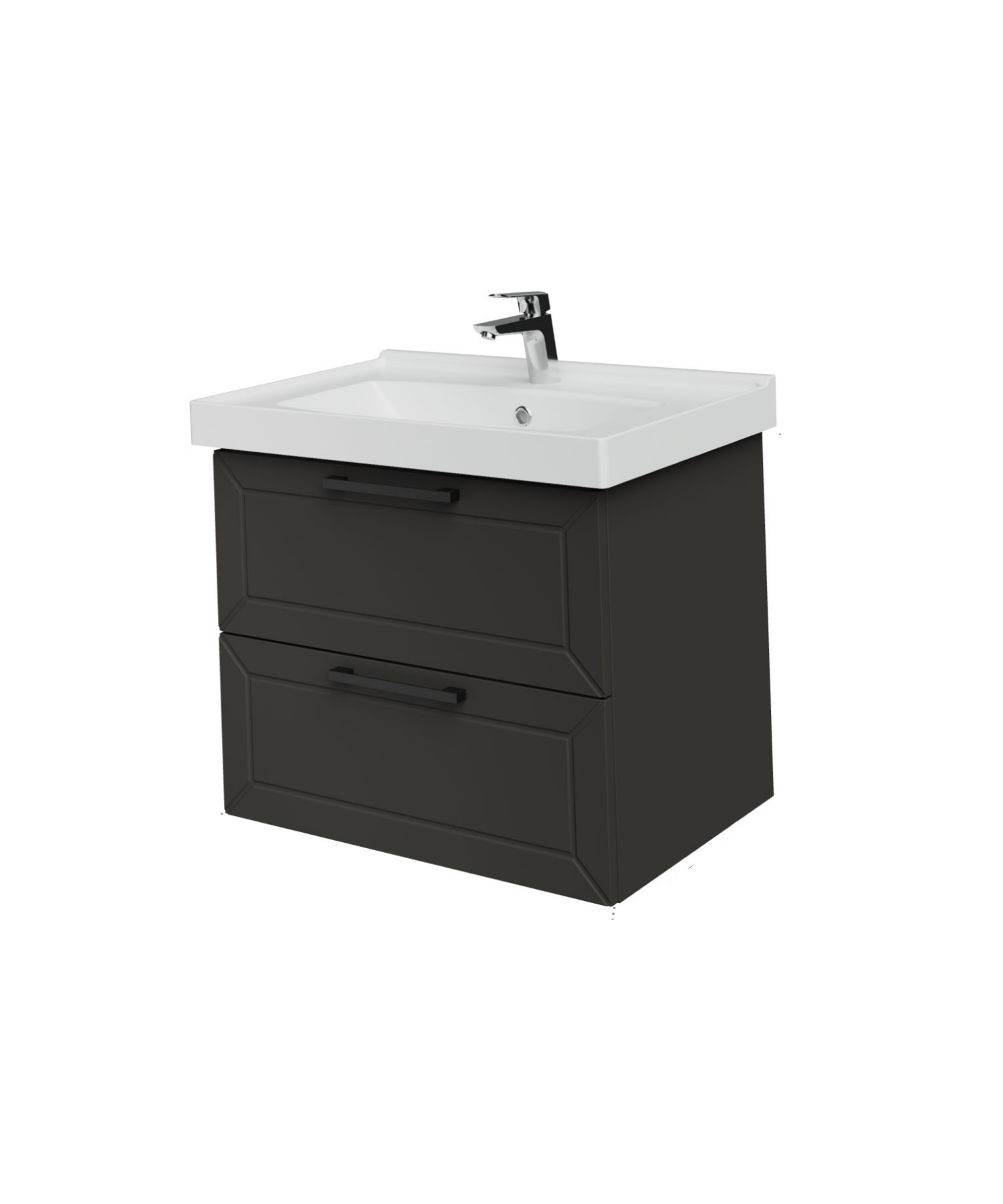 D20 65 Cm İki Çelmeceli Lavabo Dolabı Antrasit Lake Kapak