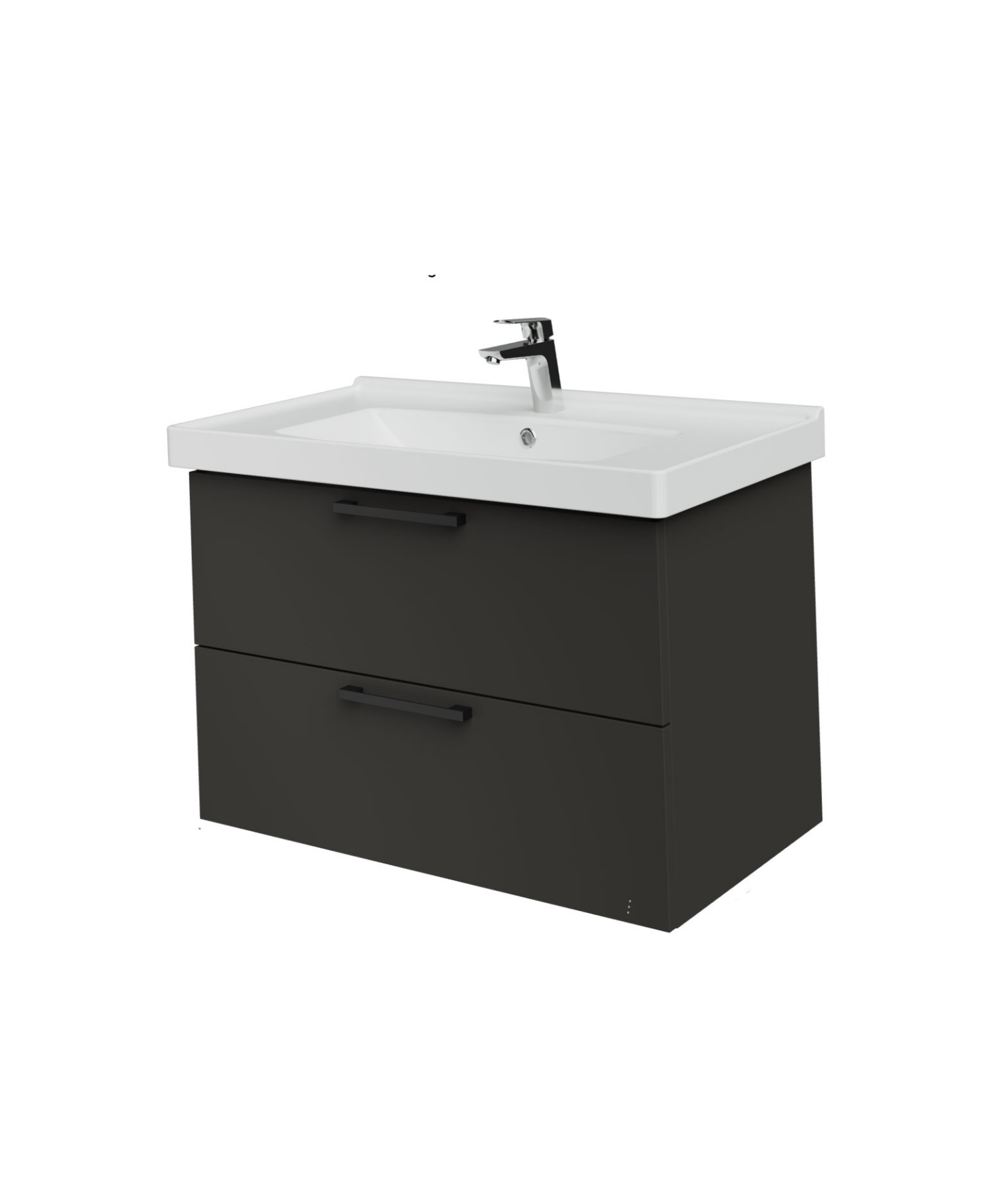 D20 80 Cm İki Çekmeceli Lavabo Dolabı Antrasit Melamin Kapak (Demonte)
