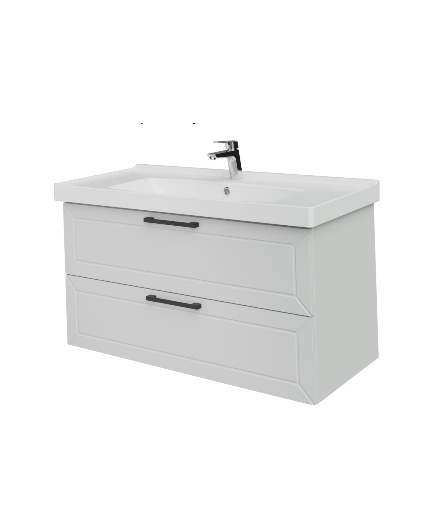 D20 100 Cm İki Çekmeceli Lavabo Dolabı Beyaz Lake Kapak