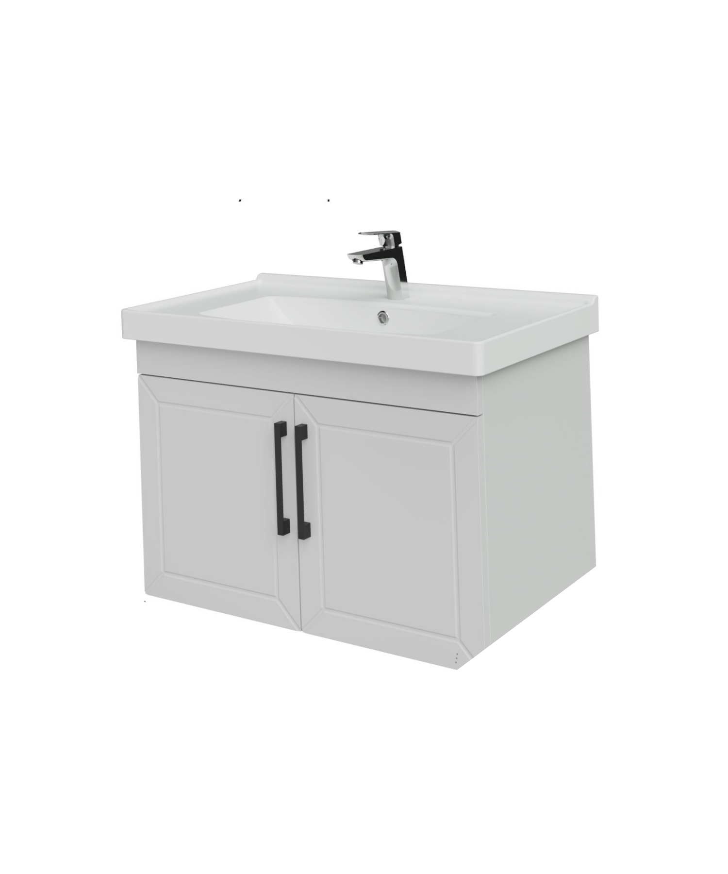 D20 80 cm Washbasin Cabinet with Cover, White Lacquered Cover