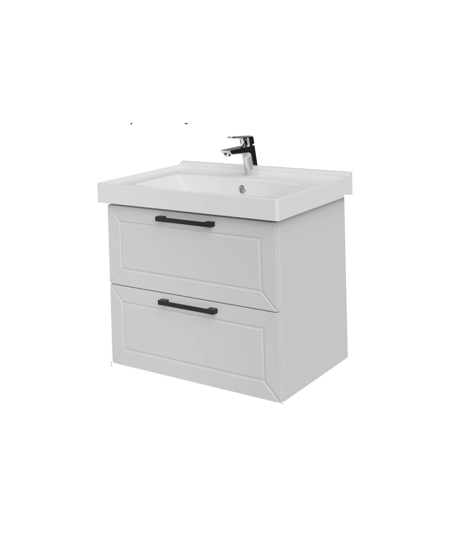 D20 65 cm Zwei-Wasser-Spülenschrank weiß lackierte Blende