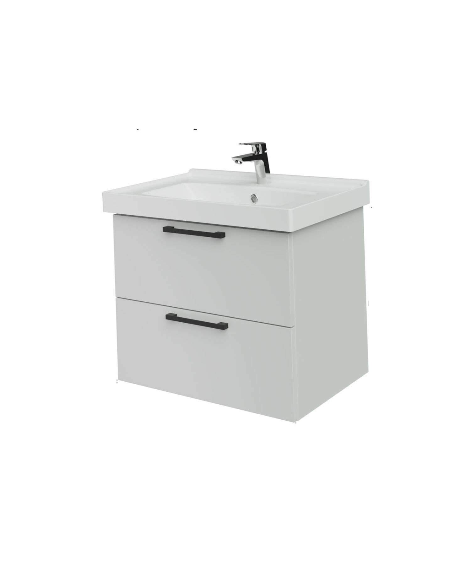 D20 65 Cm İki Çelmeceli Lavabo Dolabı Beyaz Melamin Kapak (Demonte)