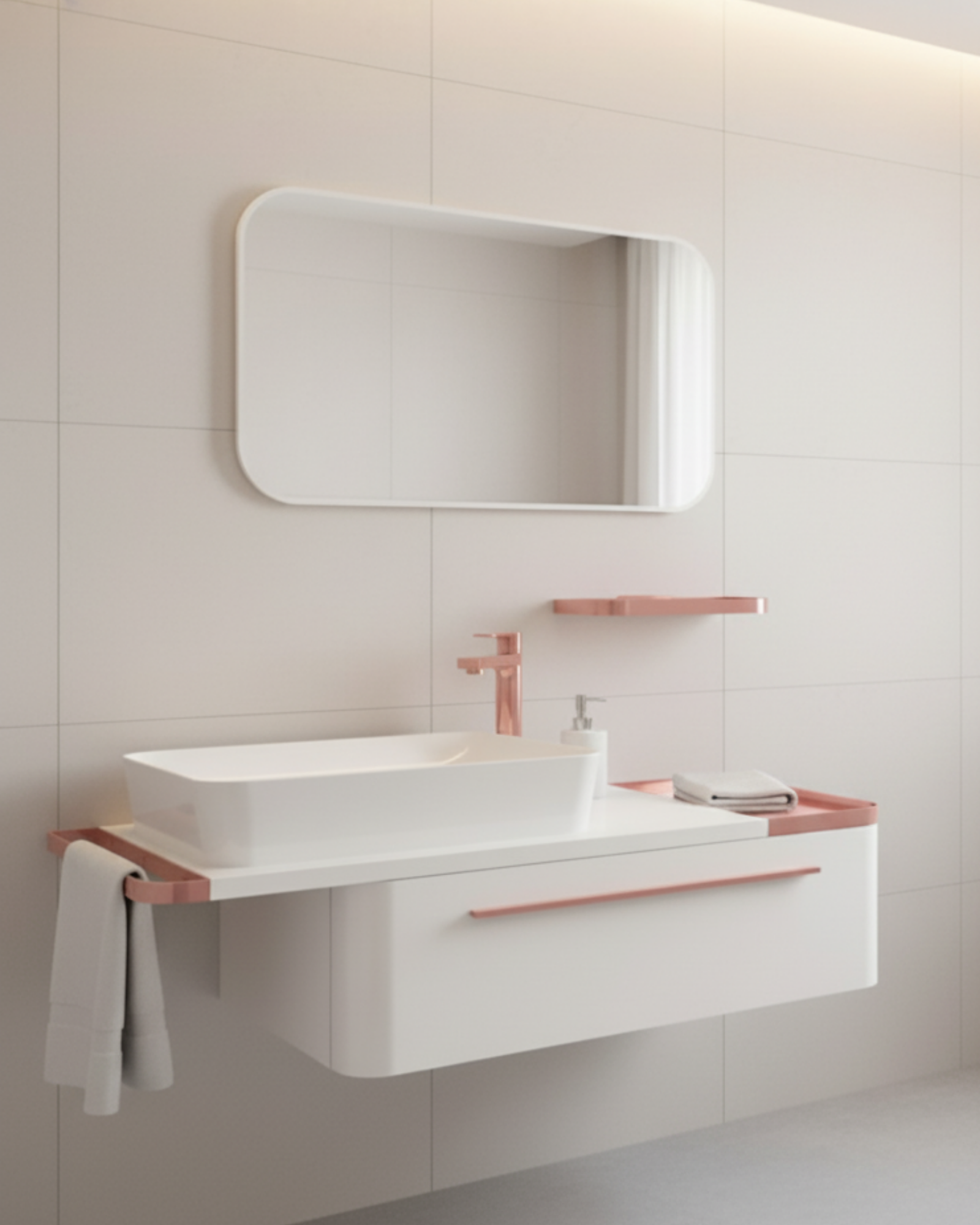 Angel 120 Cm Lavabo Dolabı Beyaz ve Led Ayna