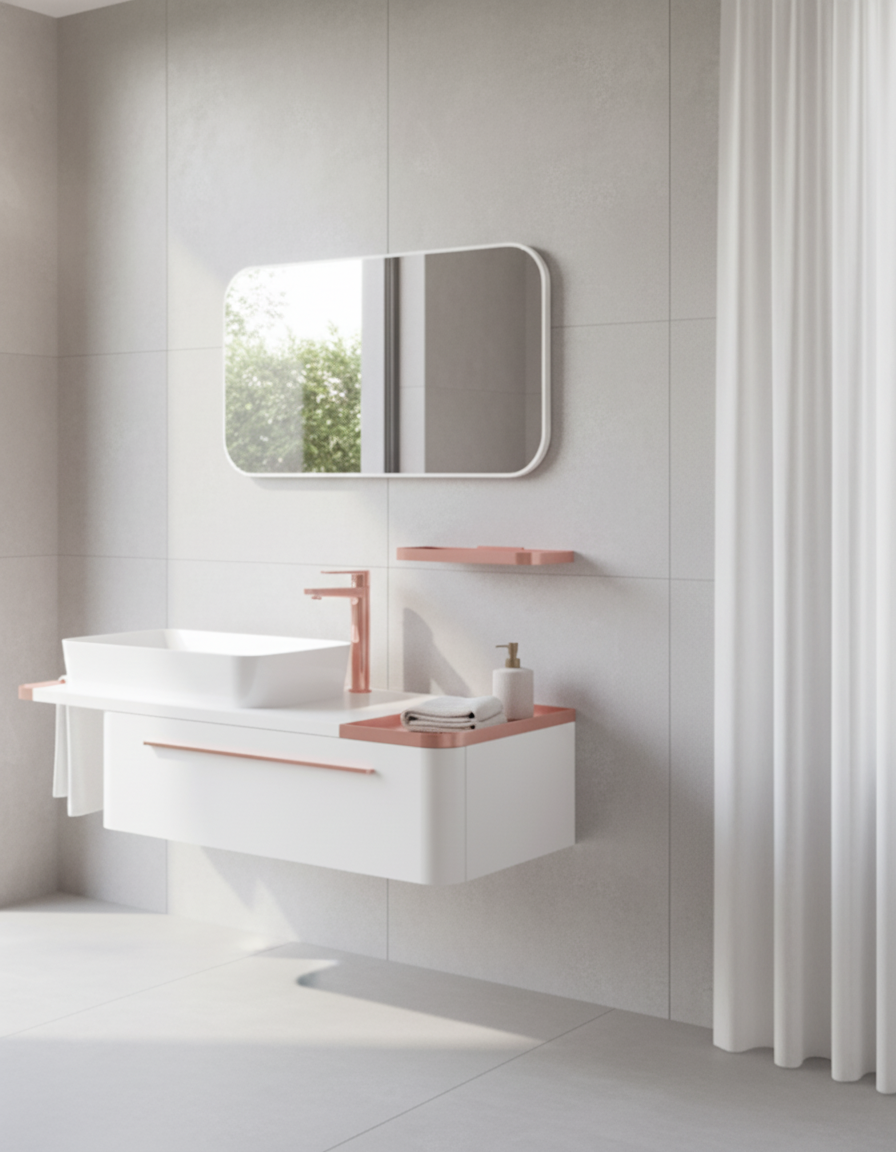 Angel 120 Cm Lavabo Dolabı Beyaz ve Led Ayna