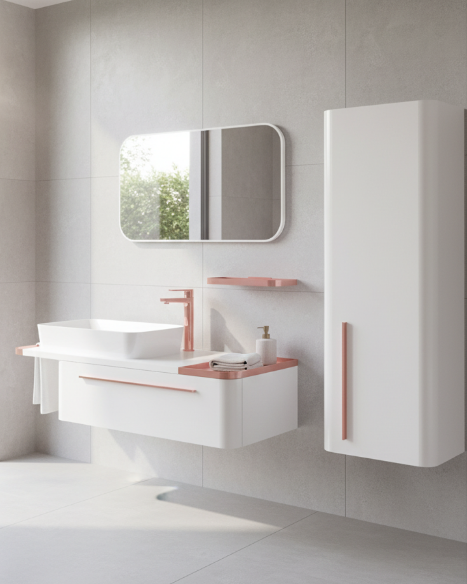 Angel 120 Cm Lavabo Dolabı Beyaz ve Led Ayna