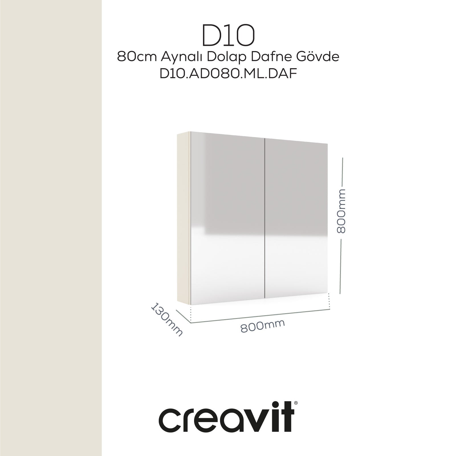 D10 80cm Melamin Aynalı Dolap Dafne