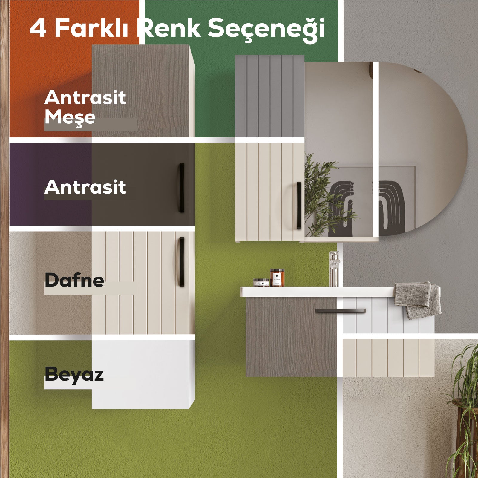 D10 Next Lavabo Dolabı Çekmeceli 80 cm Beyaz Melamin Gövde - Creavit | Banyo Bu Tarafta