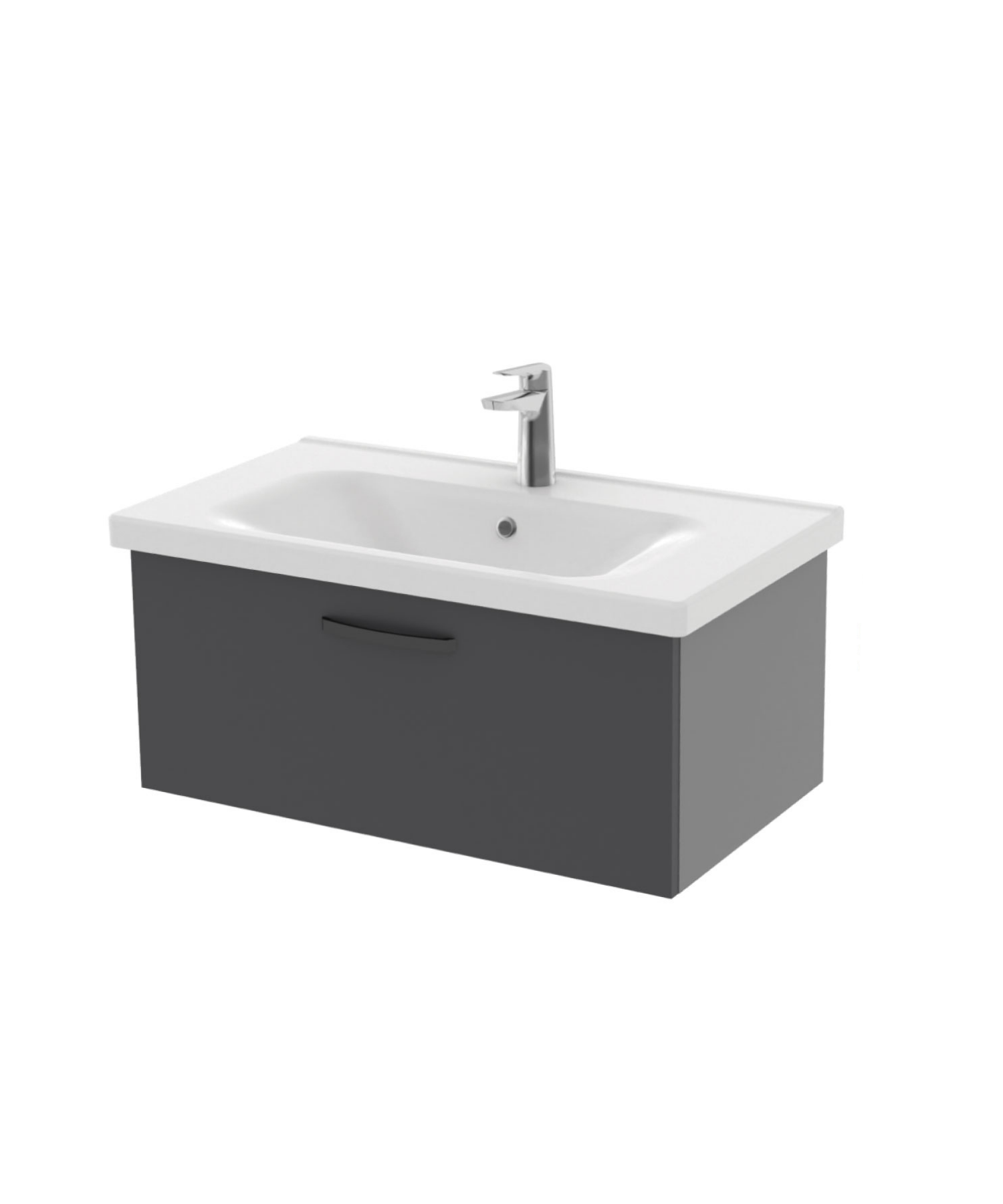 D10 Axis Washbasin Cabinet with Drawers 80 cm Gray Body Anthracite Cover