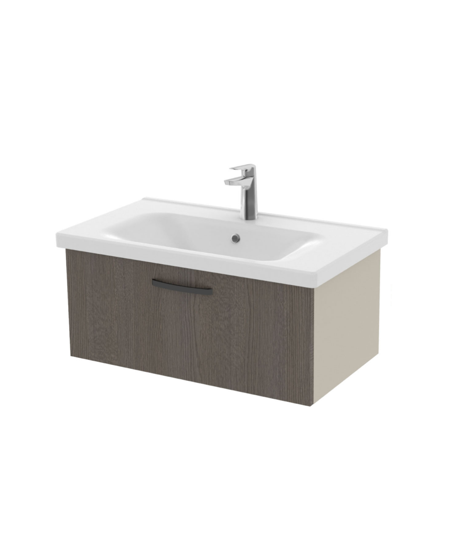 D10 Axis Waschtischunterschrank mit Schubladen 80cm Korpus Dafne Eiche Anthrazit Blende