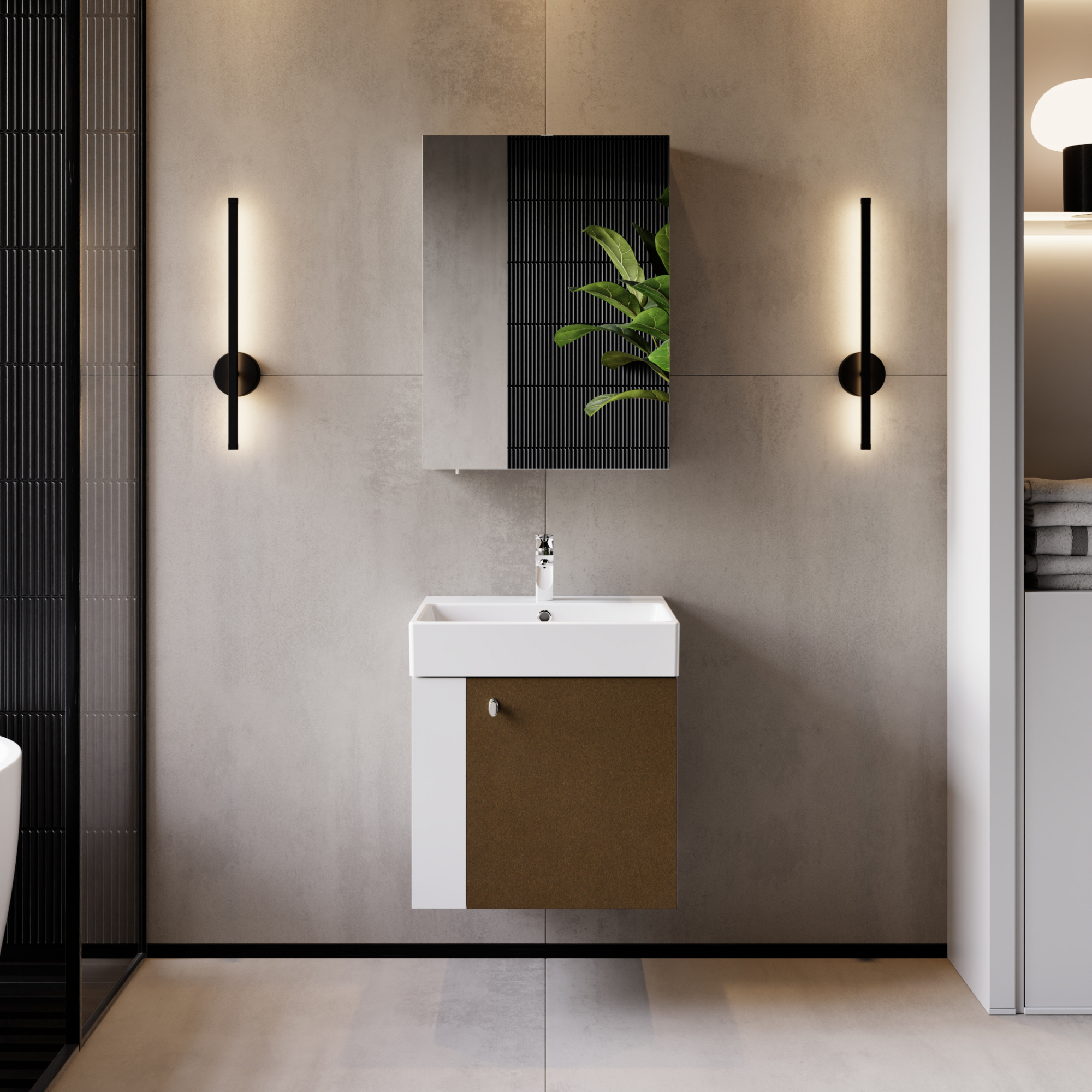 Font Lavabo Dolabı 50 cm Beyaz-Barok