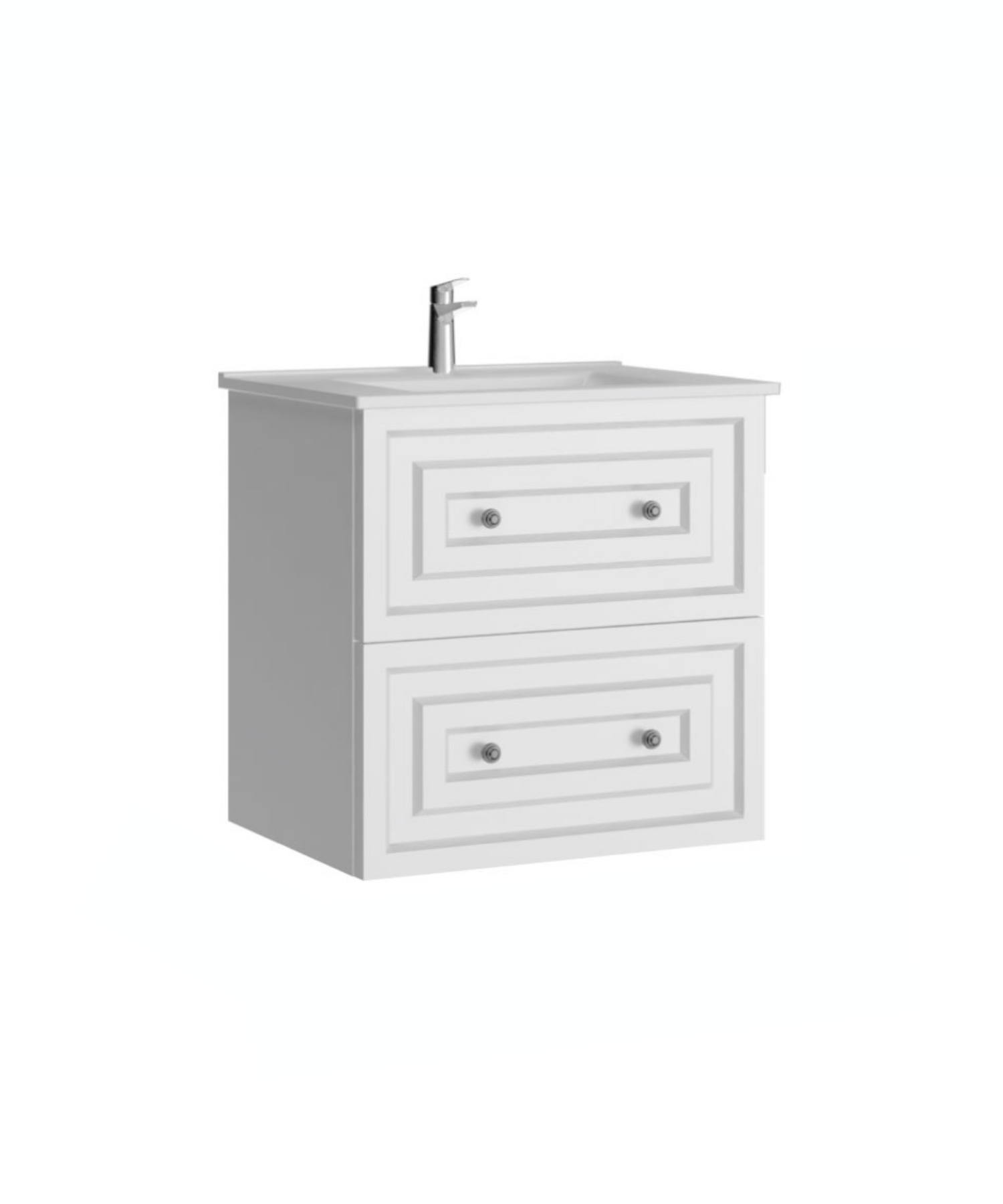 Kayra Waschbeckenunterschrank mit Schubladen, 60 cm, Mattweiß